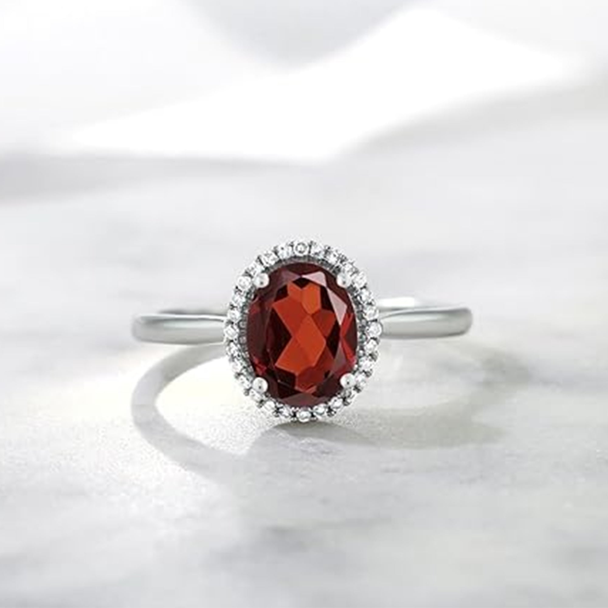 Aria Garnet Halo Ring