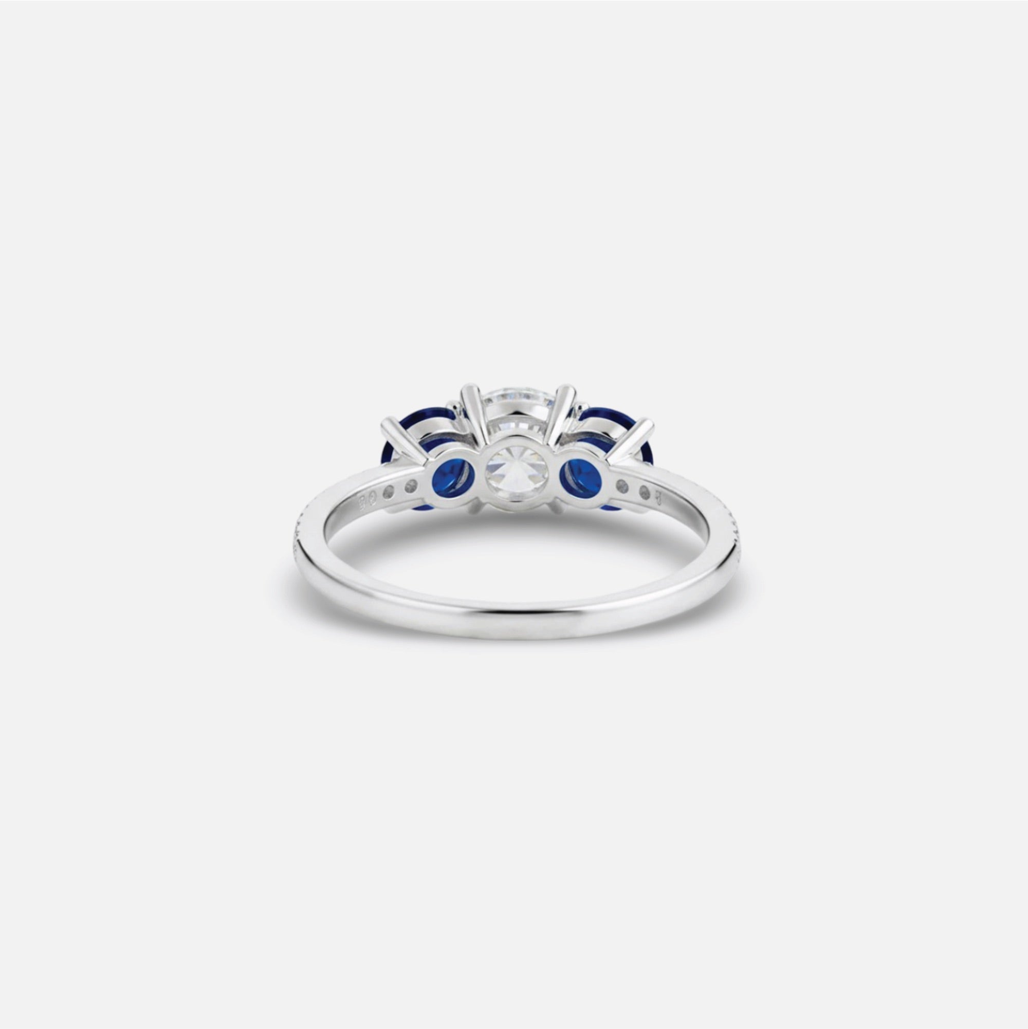 Diamond & Blue Sapphire Engagement Ring