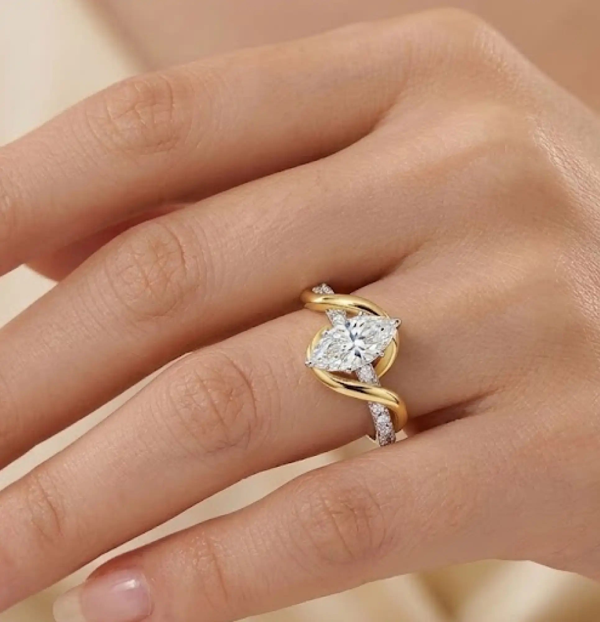 Sterling Silver Infinity Charm Marquise Promise Ring