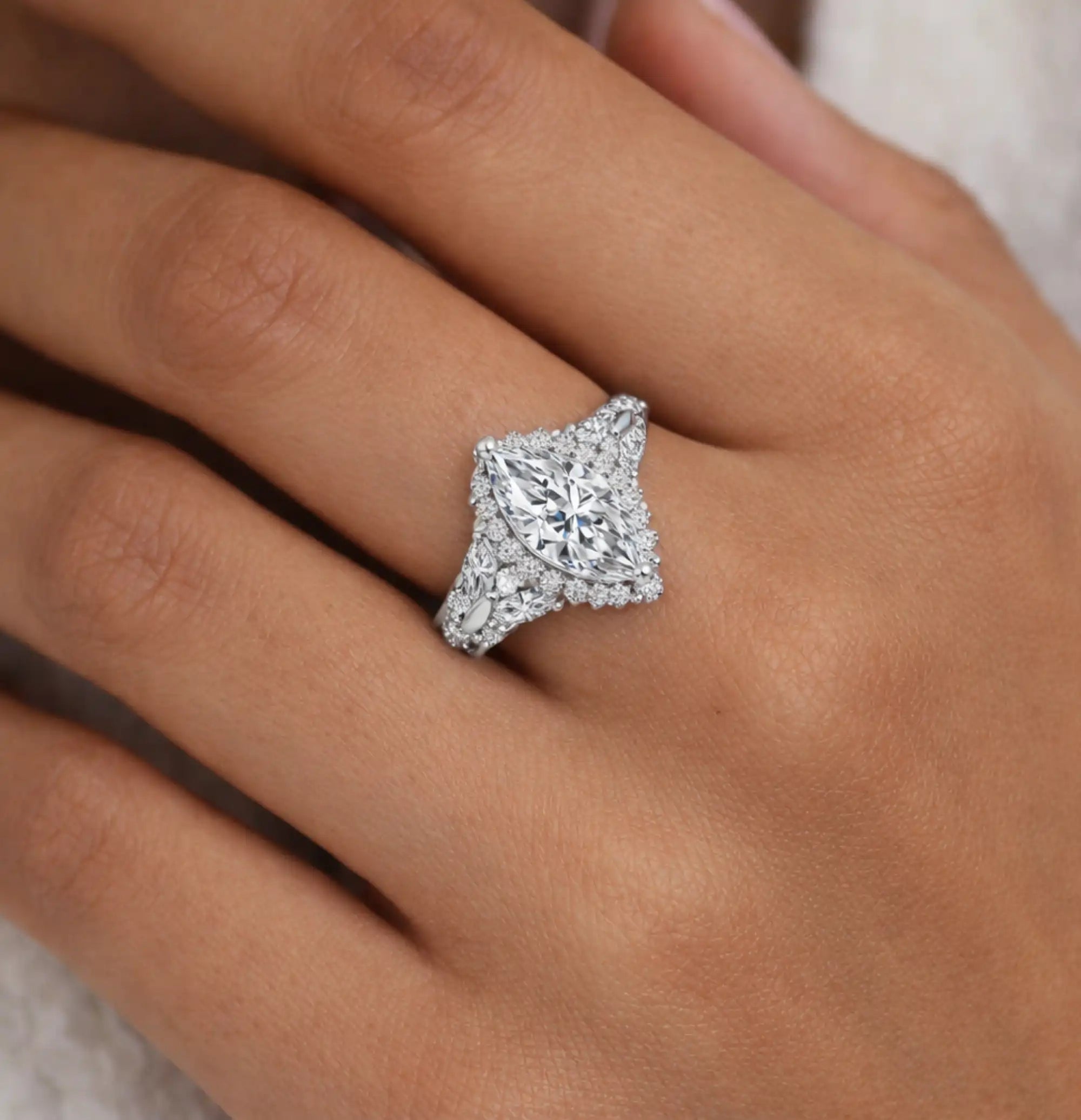Bague marquise en argent sterling étincelle céleste