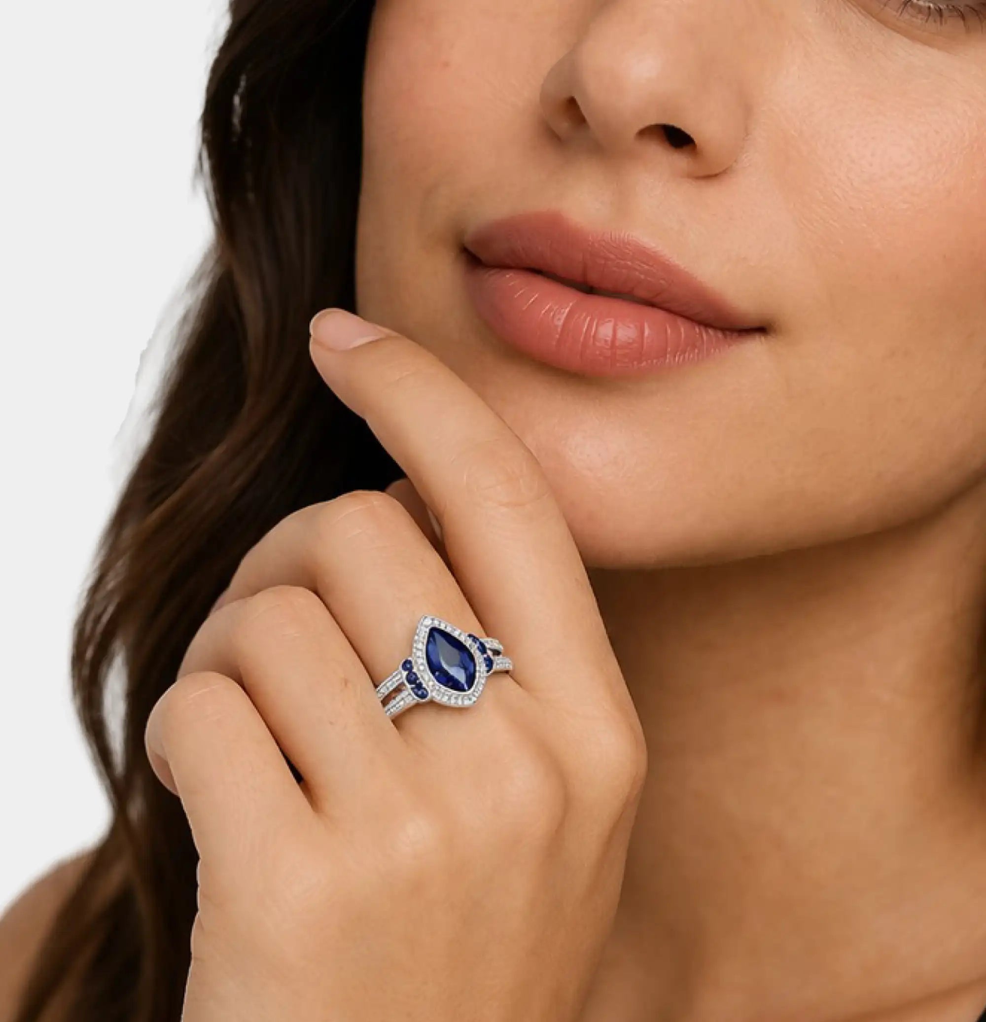 Bague de fiançailles Goutte Céleste en Argent Sterling