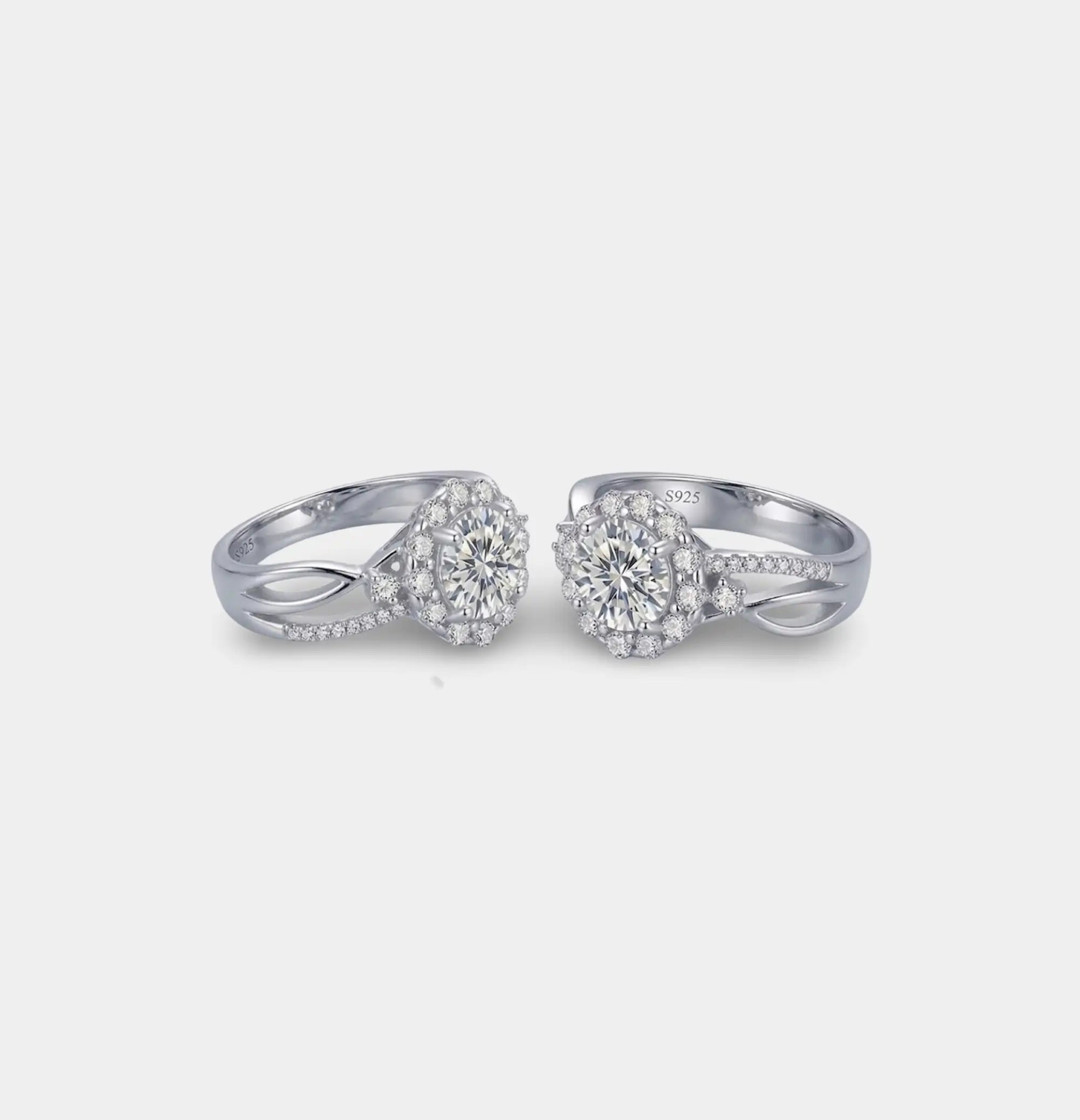 Bague de fiançailles fleur moissanite Blossom Luxe en argent sterling (ajustable)