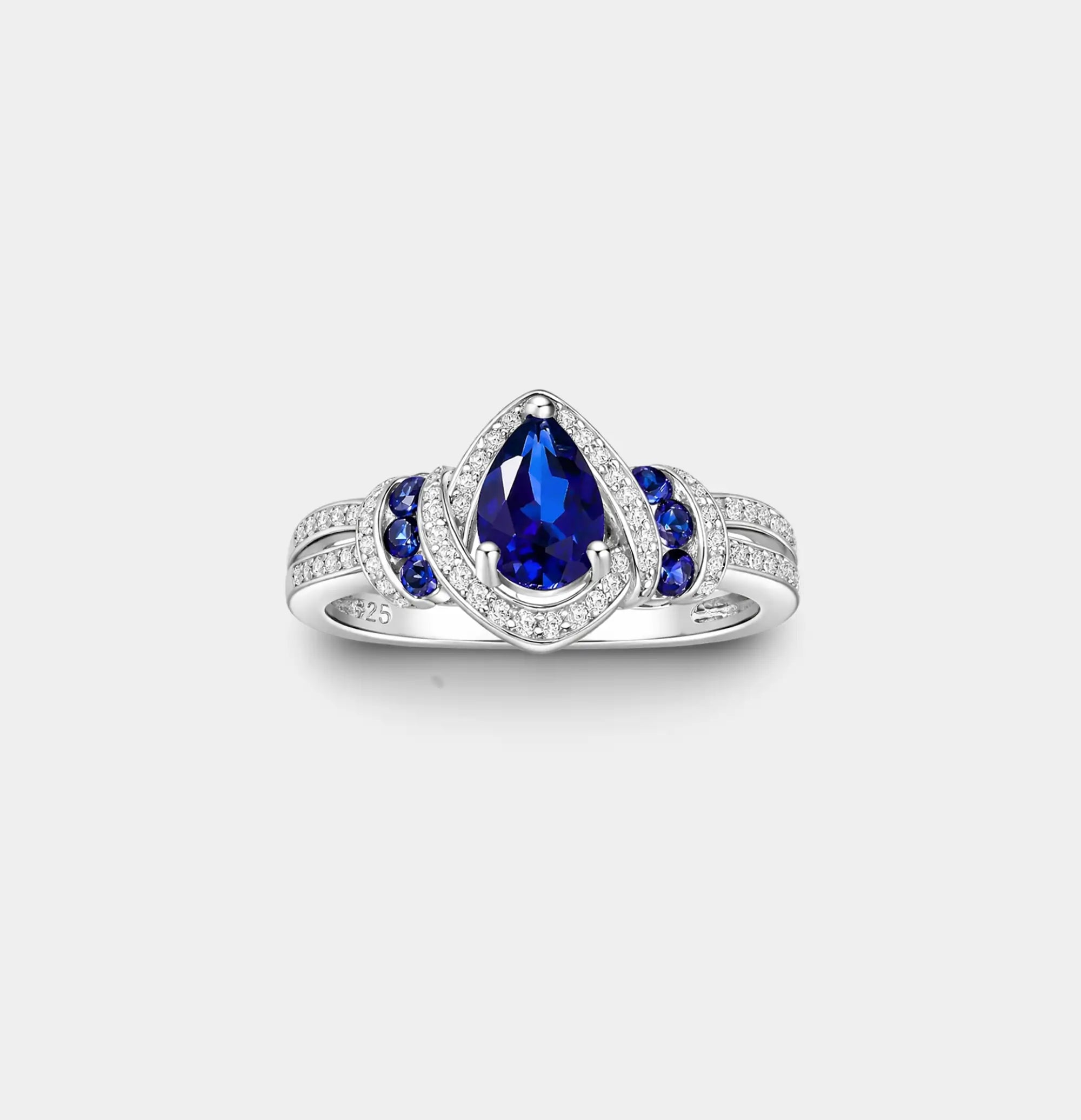 Bague de fiançailles Goutte Céleste en Argent Sterling