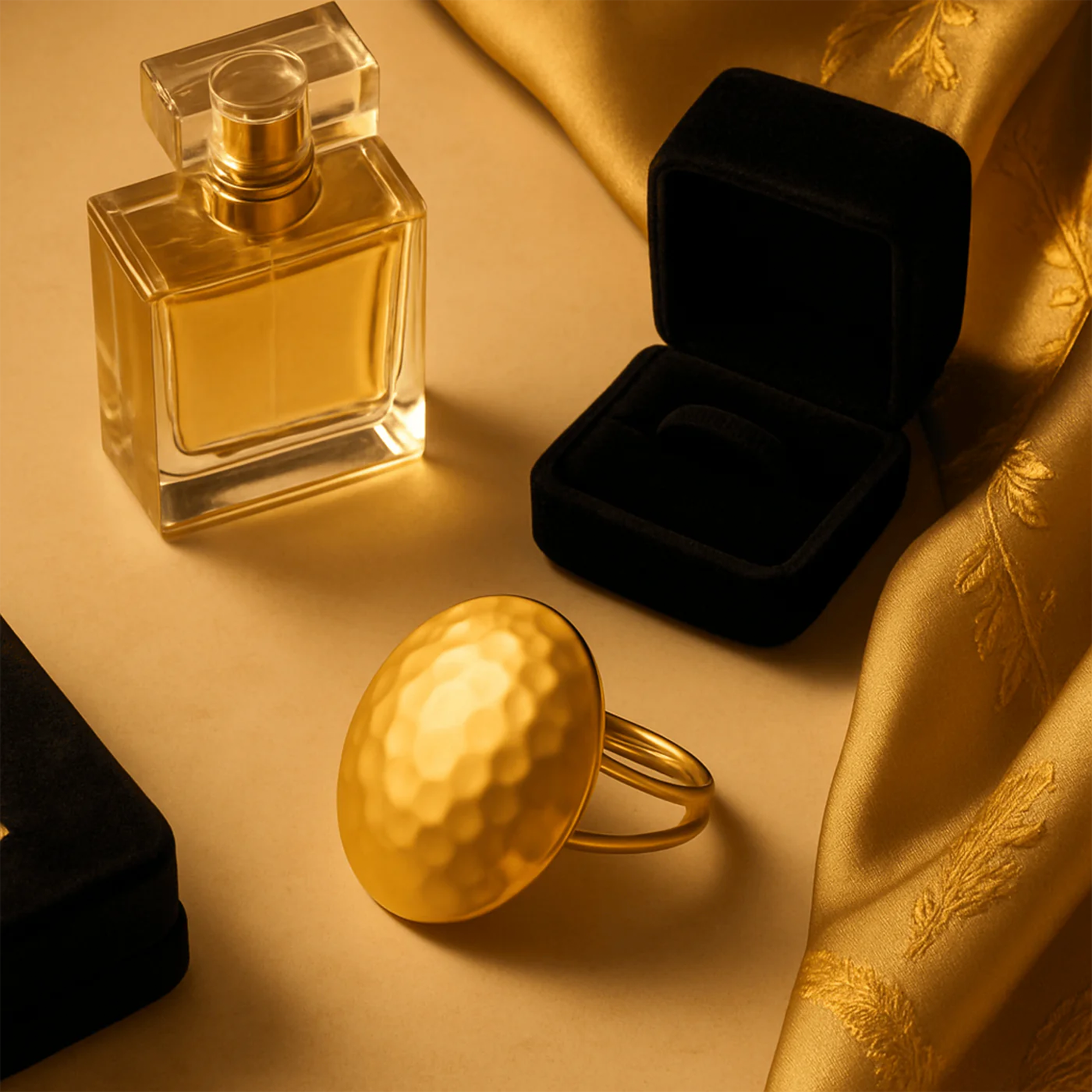 Anillo de cúpula de oro texturizado audaz