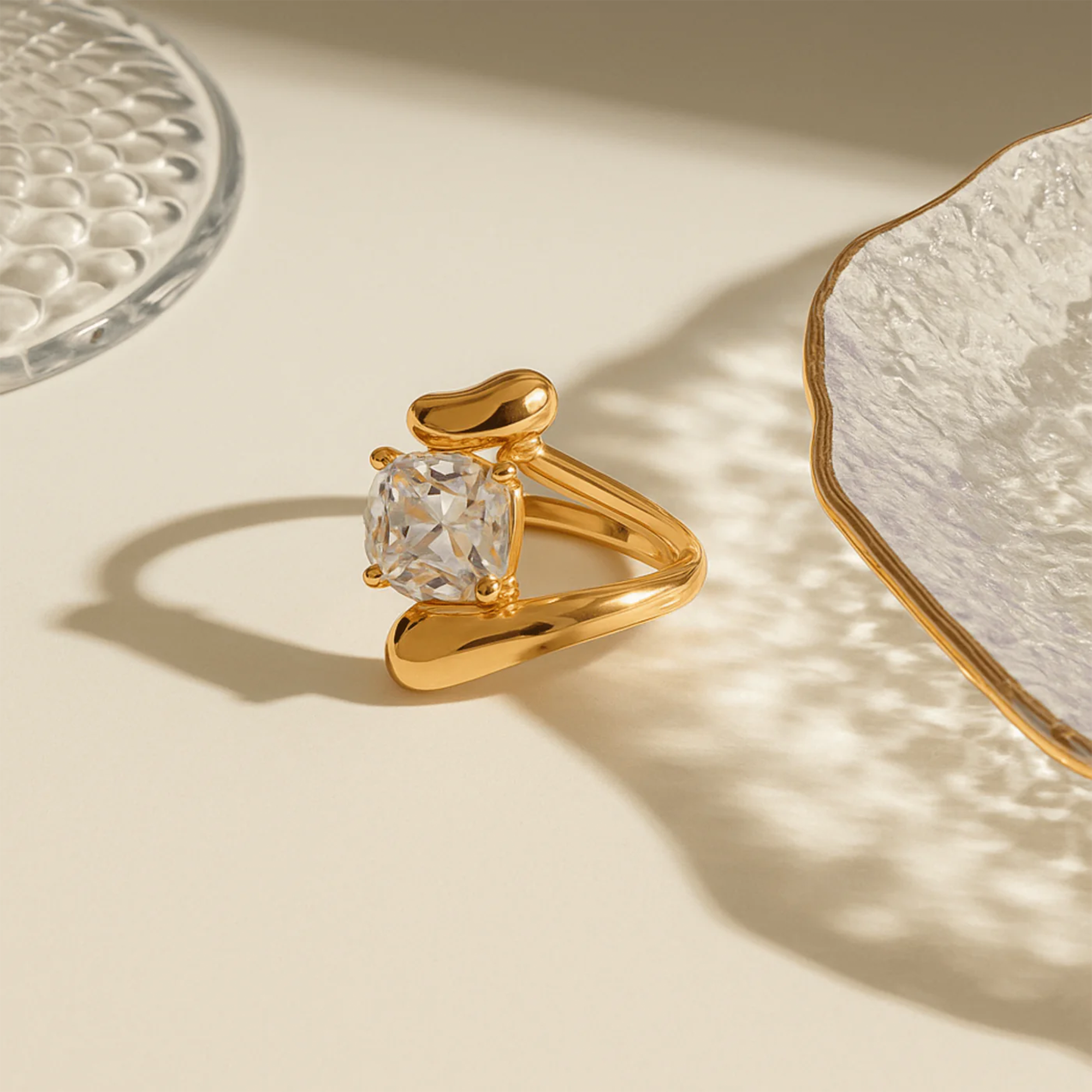 Cushion Cut Twist Ring