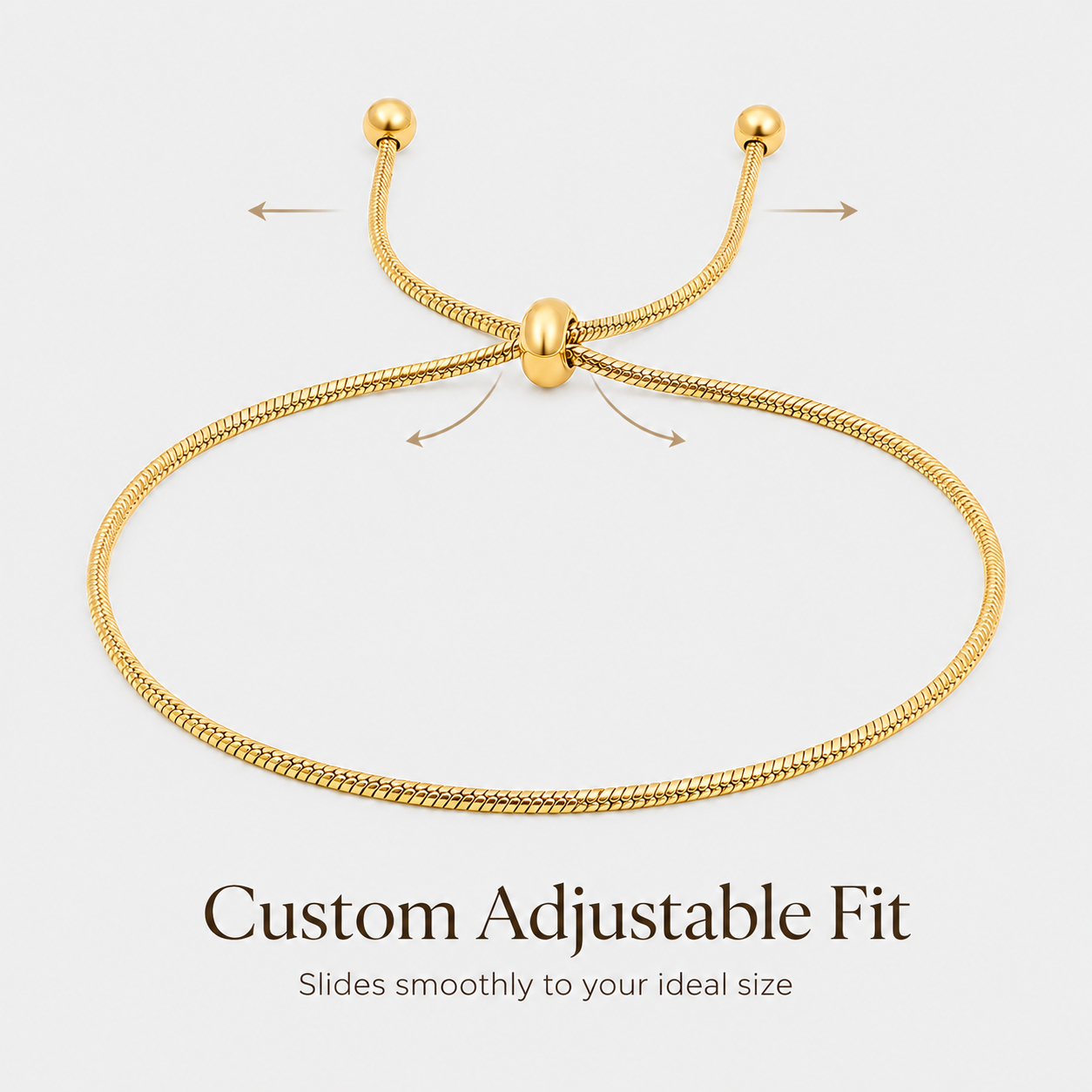 Dainty Gold Slider Bracelet | Adjustable Minimalist Luxury | Everyday Layering