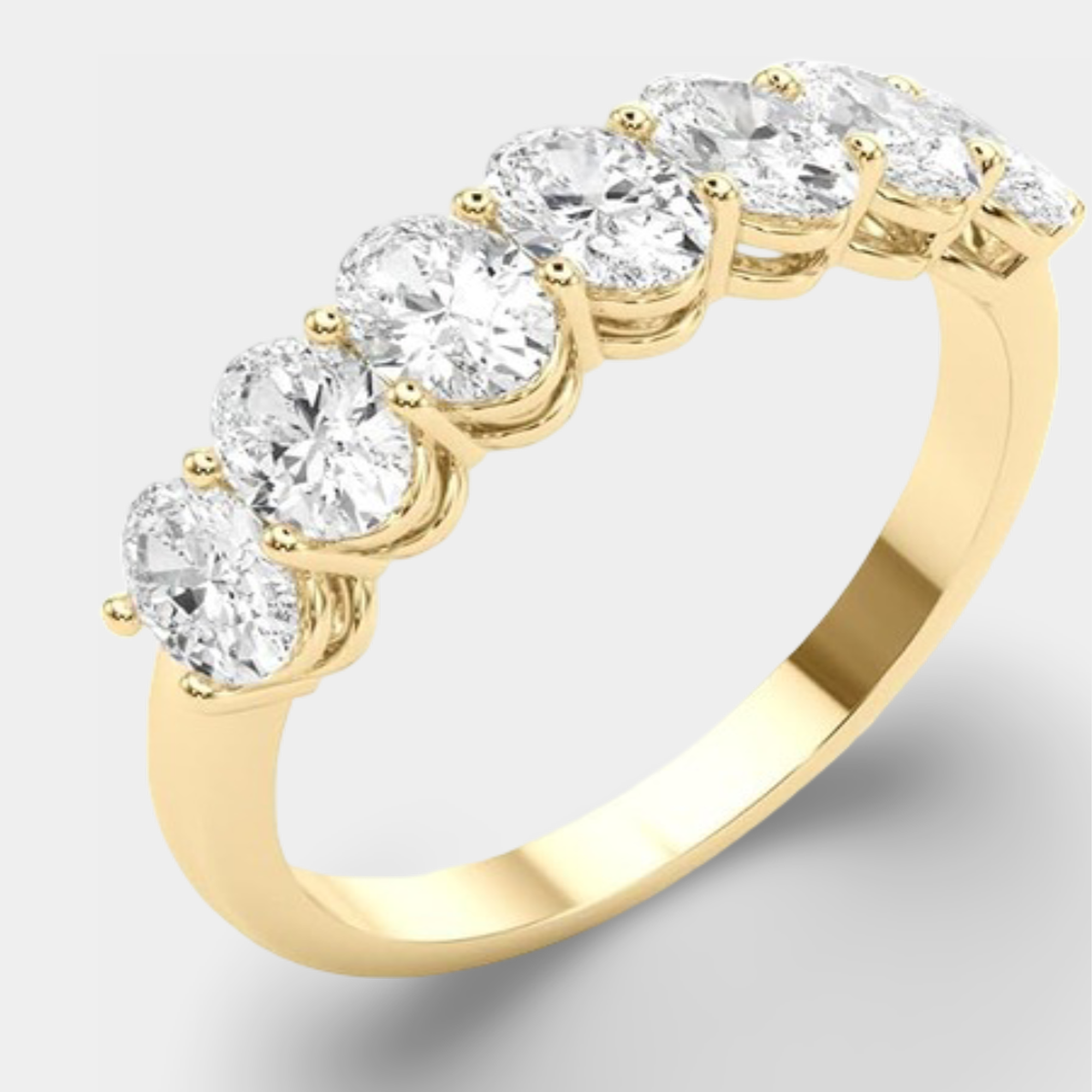diamond seven stone anniversary band side angle view from MH Elegance luxury wedding rings collection
