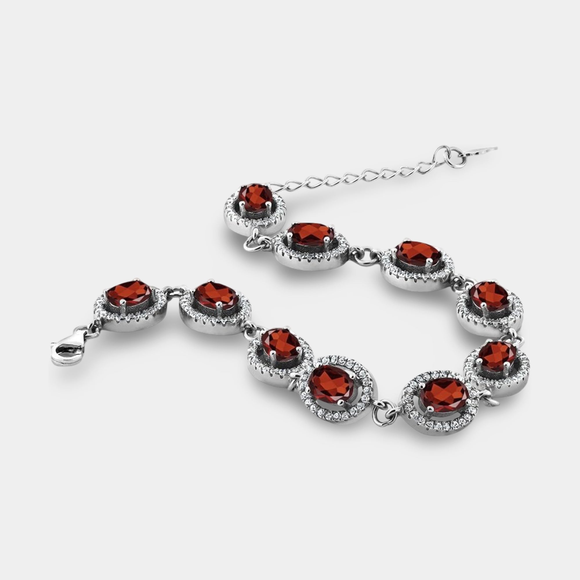 Eira Garnet Halo Tennis Bracelet