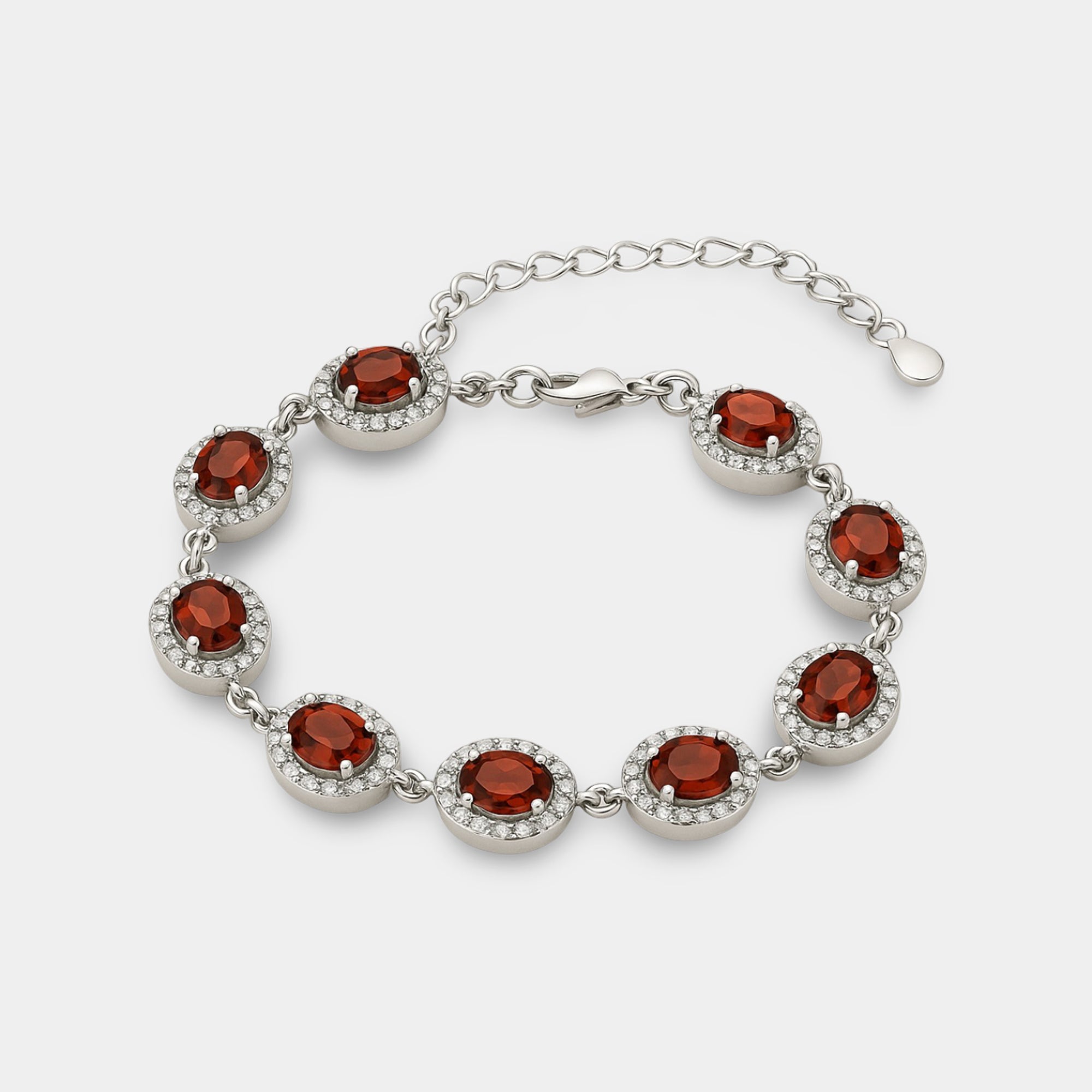 Eira Garnet Halo Tennis Bracelet