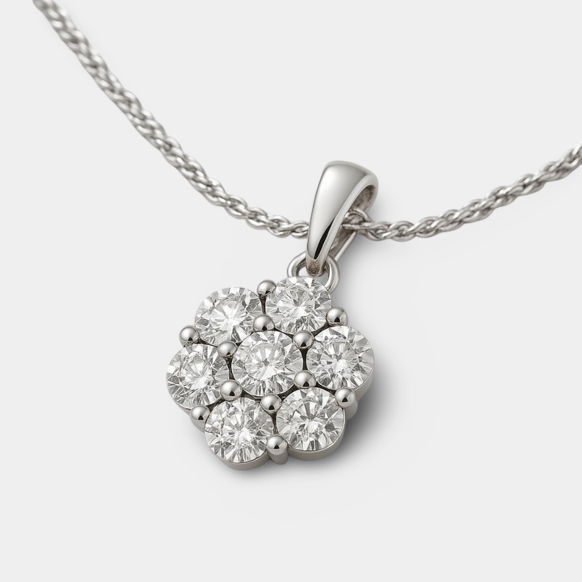 Flower Shaped Sparkly Diamond Necklace - MH ELEGANCE