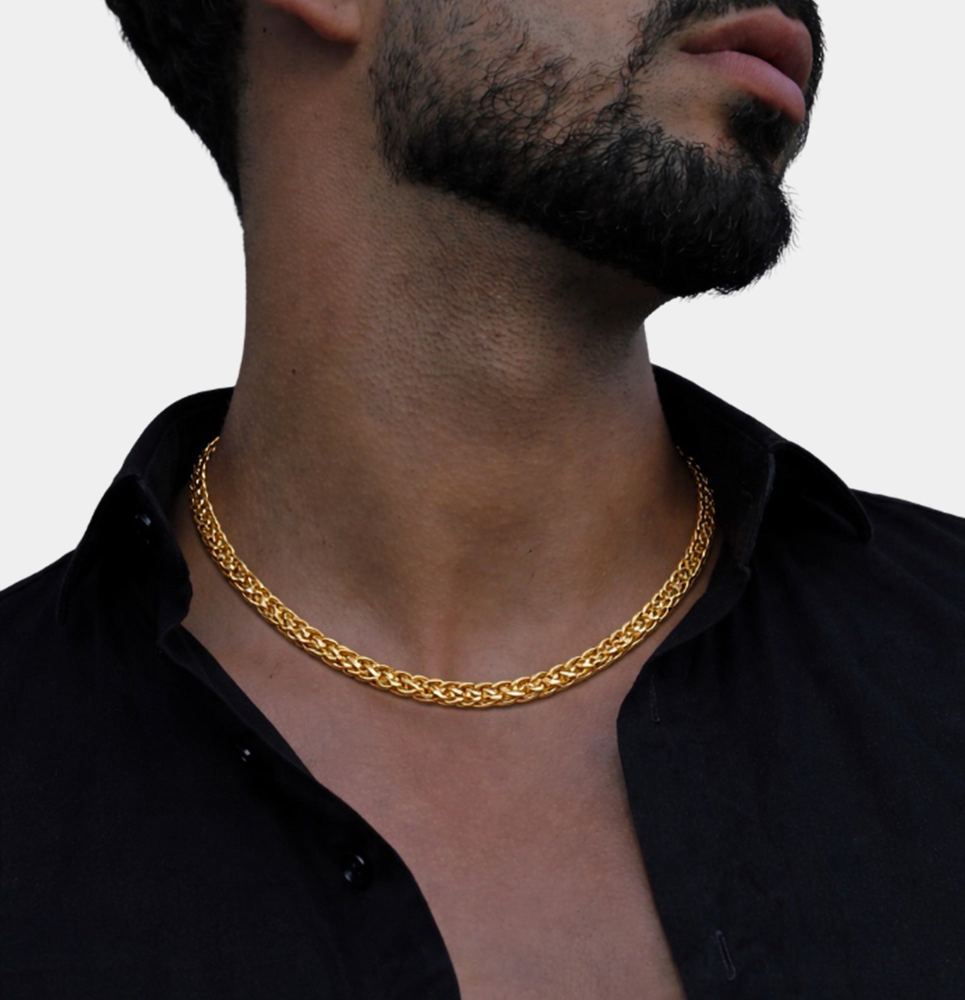Chaîne torsadée en obsidienne plaquée or | Collier imposant pour hommes | Pendentif de luxe – MH ELEGANCE