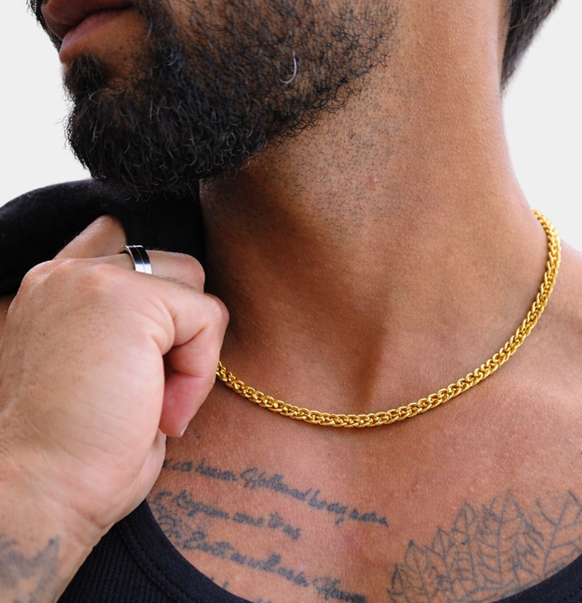 Chaîne torsadée en obsidienne plaquée or | Collier imposant pour hommes | Pendentif de luxe – MH ELEGANCE