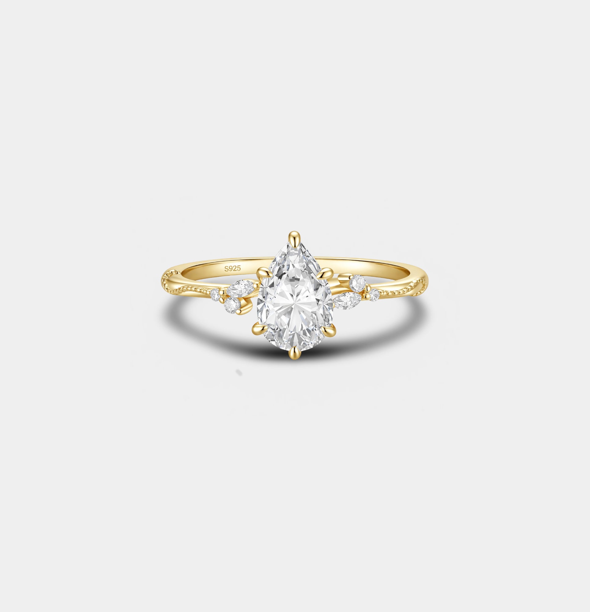 Sterling Silver Sparkle Teardrop Engagement Ring