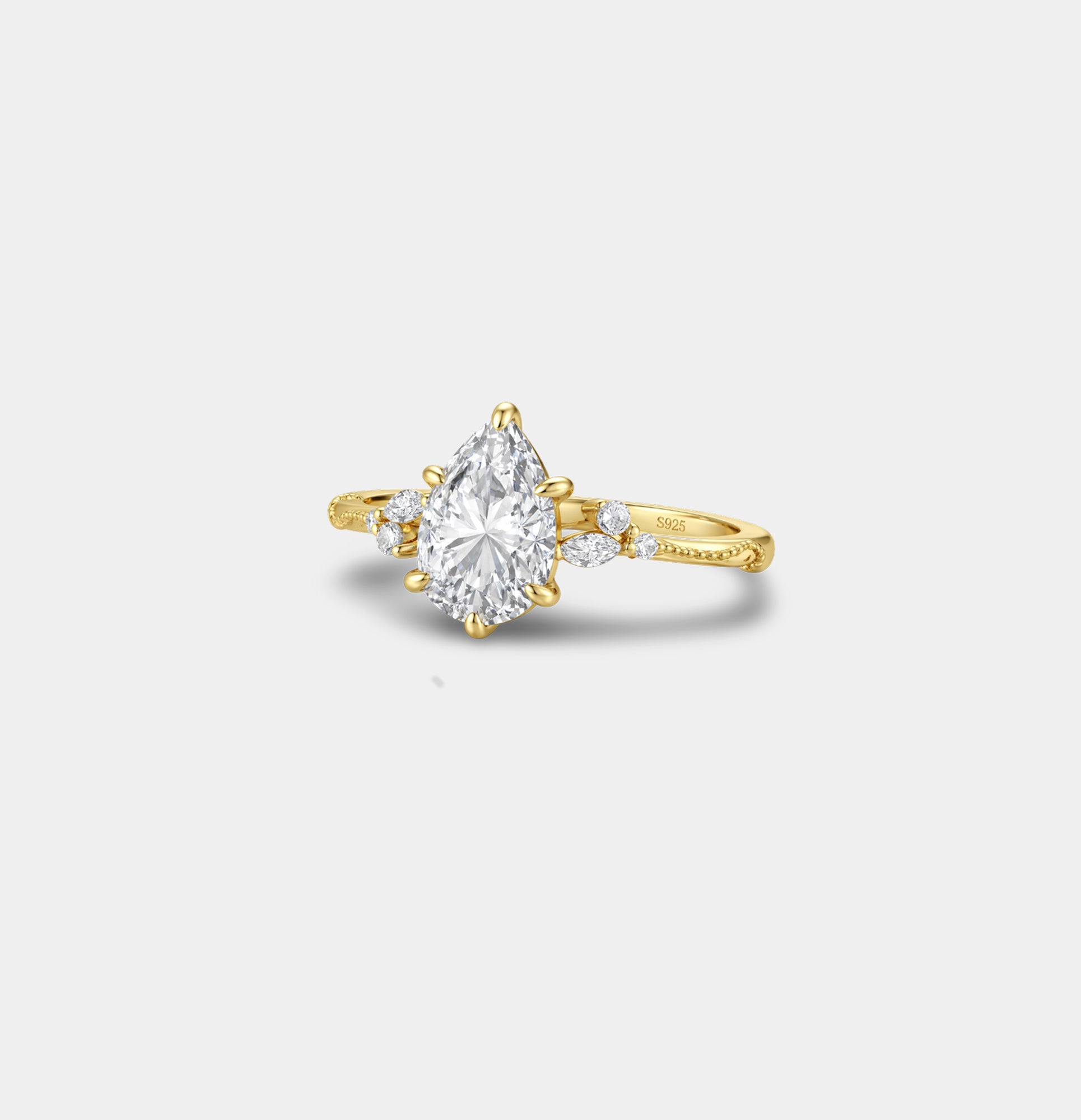 Bague de fiançailles Goutte scintillante en argent sterling