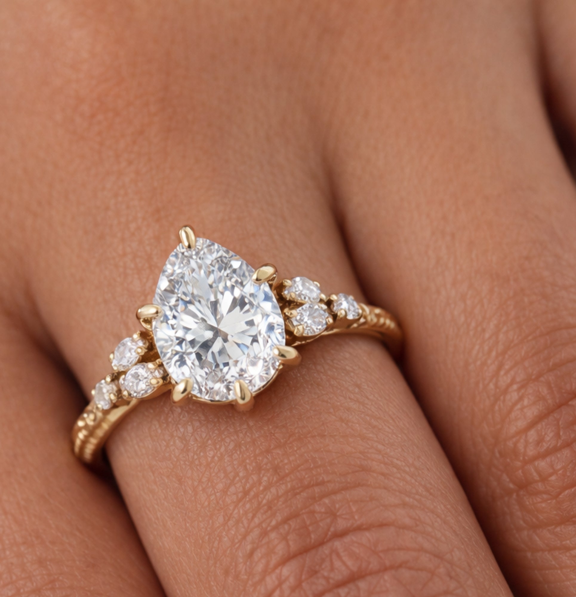 Sterling Silver Sparkle Teardrop Engagement Ring