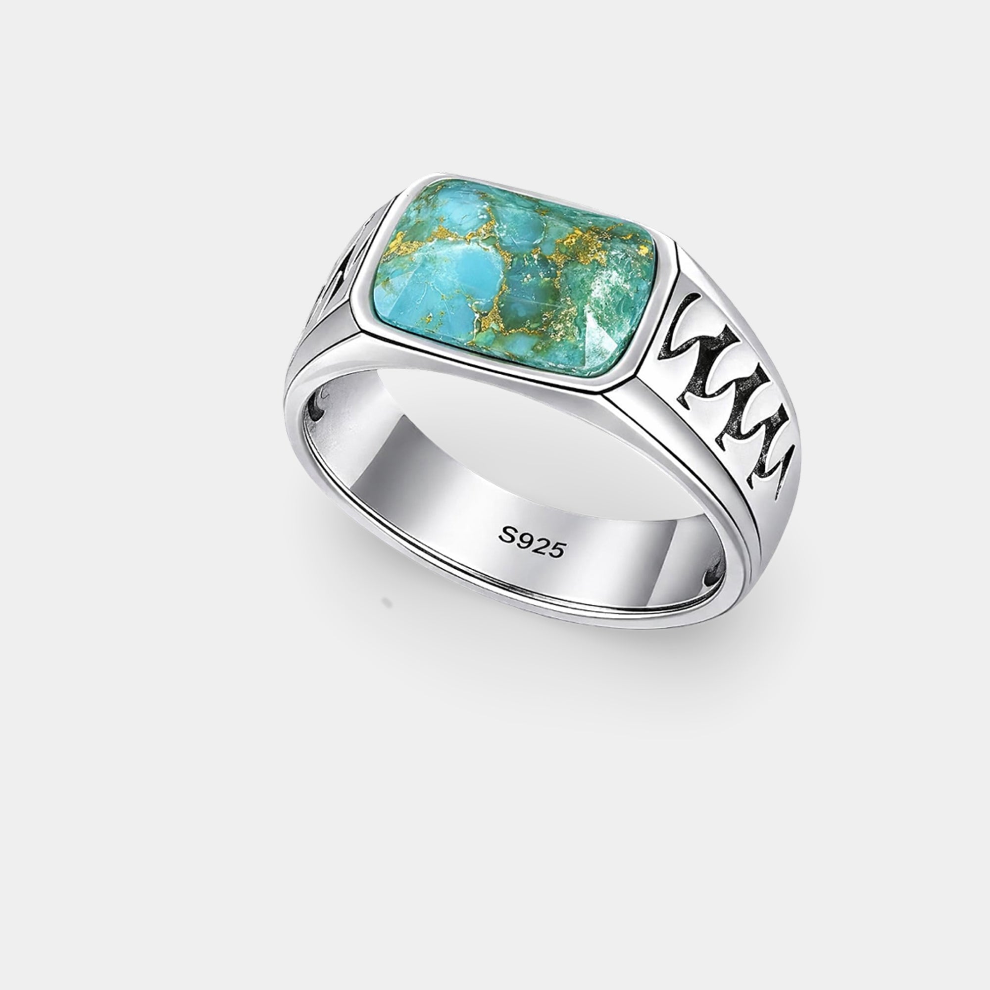 Bague en Argent Sterling Maillons Cubains Bleu Royal | Bijoux Homme Zirconium Cubique Bleu