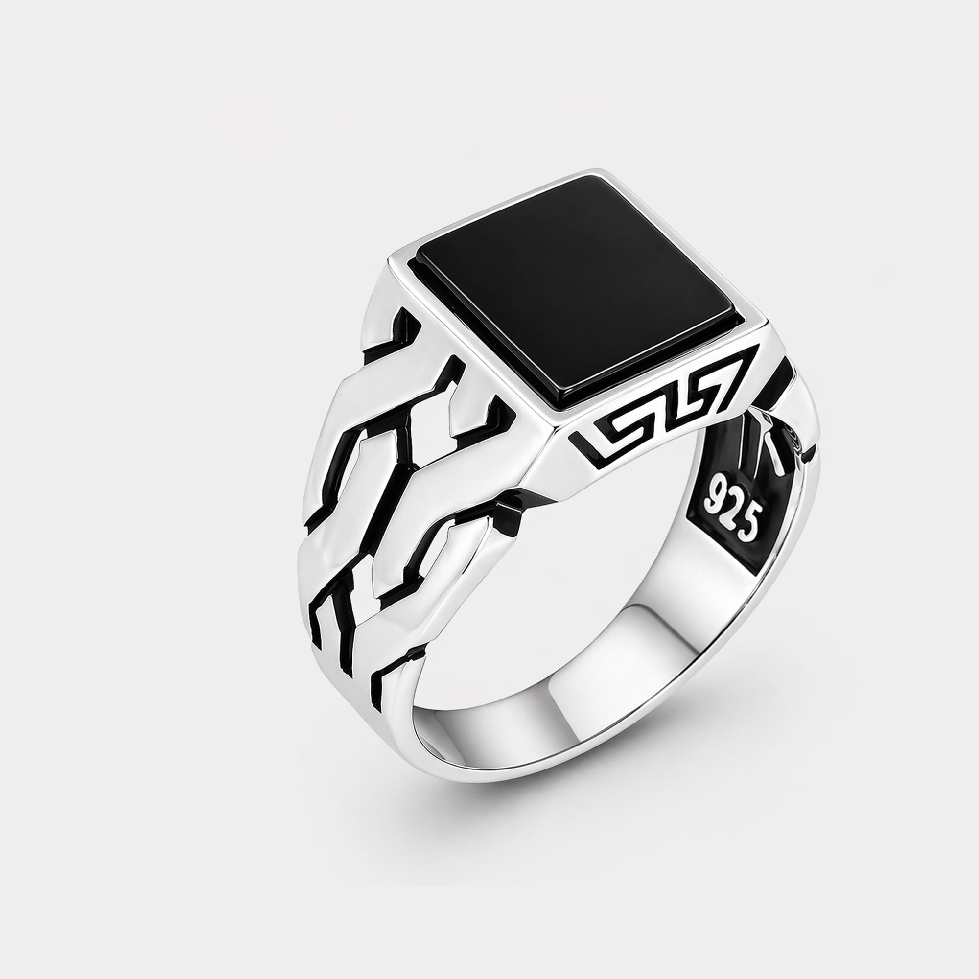 Bague cubaine de luxe en argent sterling et onyx noir | Bague premium pour homme | Luxe – MH ELEGANCE
