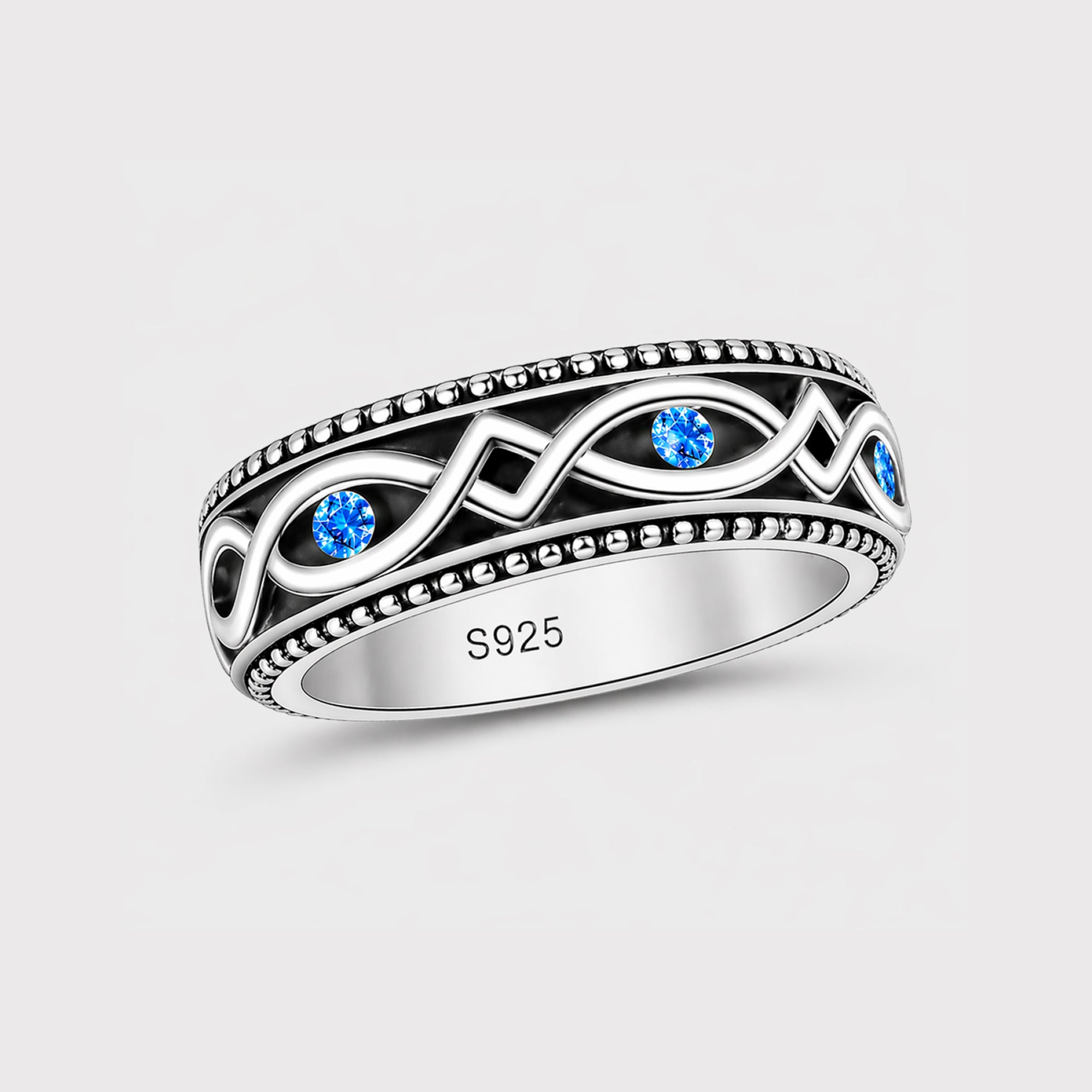Bague anti-stress tournante en argent sterling | Bague Fidget | Soulagement du stress – MH ELEGANCE