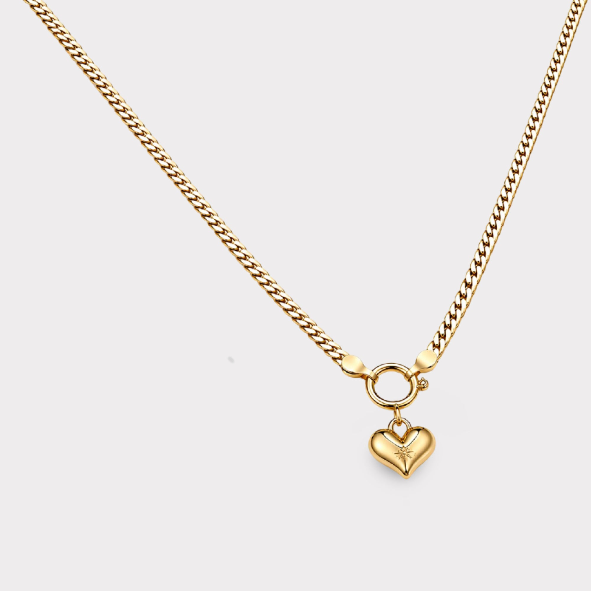 Collier cœur bombé en or 14 carats Heart Glow | Design texturé 3D | Chaîne serpent – MH ELEGANCE