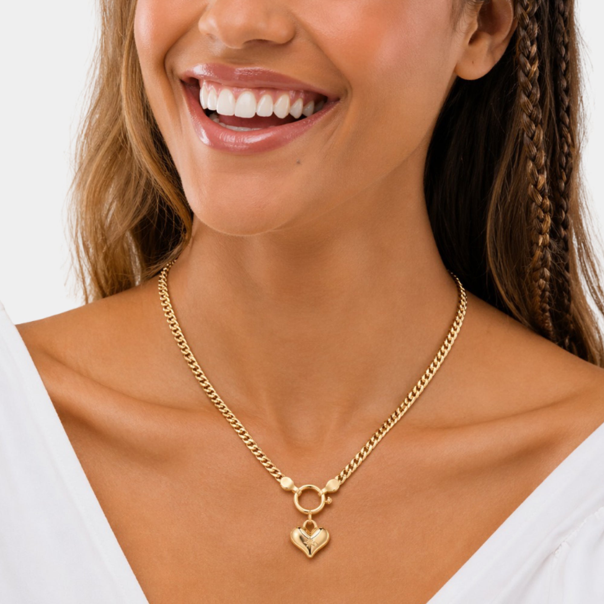 Collier cœur bombé en or 14 carats Heart Glow | Design texturé 3D | Chaîne serpent – MH ELEGANCE