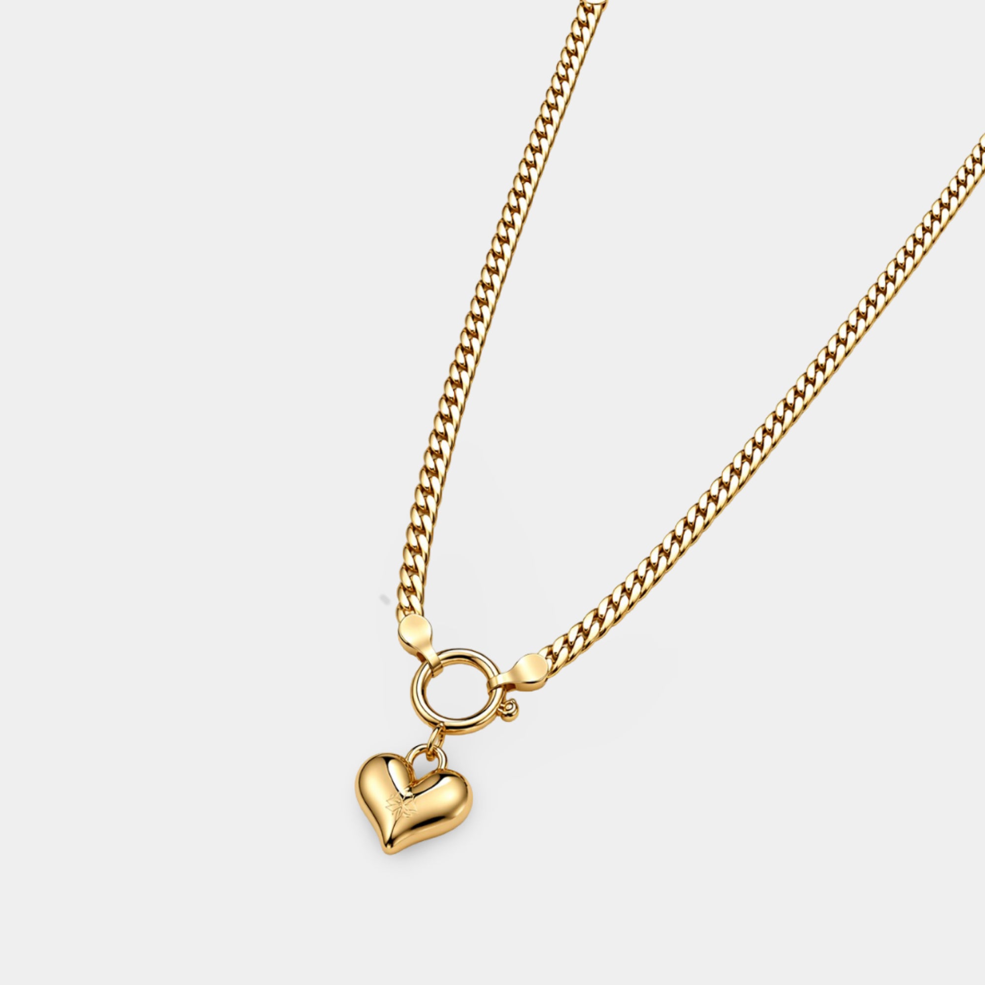Collier cœur bombé en or 14 carats Heart Glow | Design texturé 3D | Chaîne serpent – MH ELEGANCE