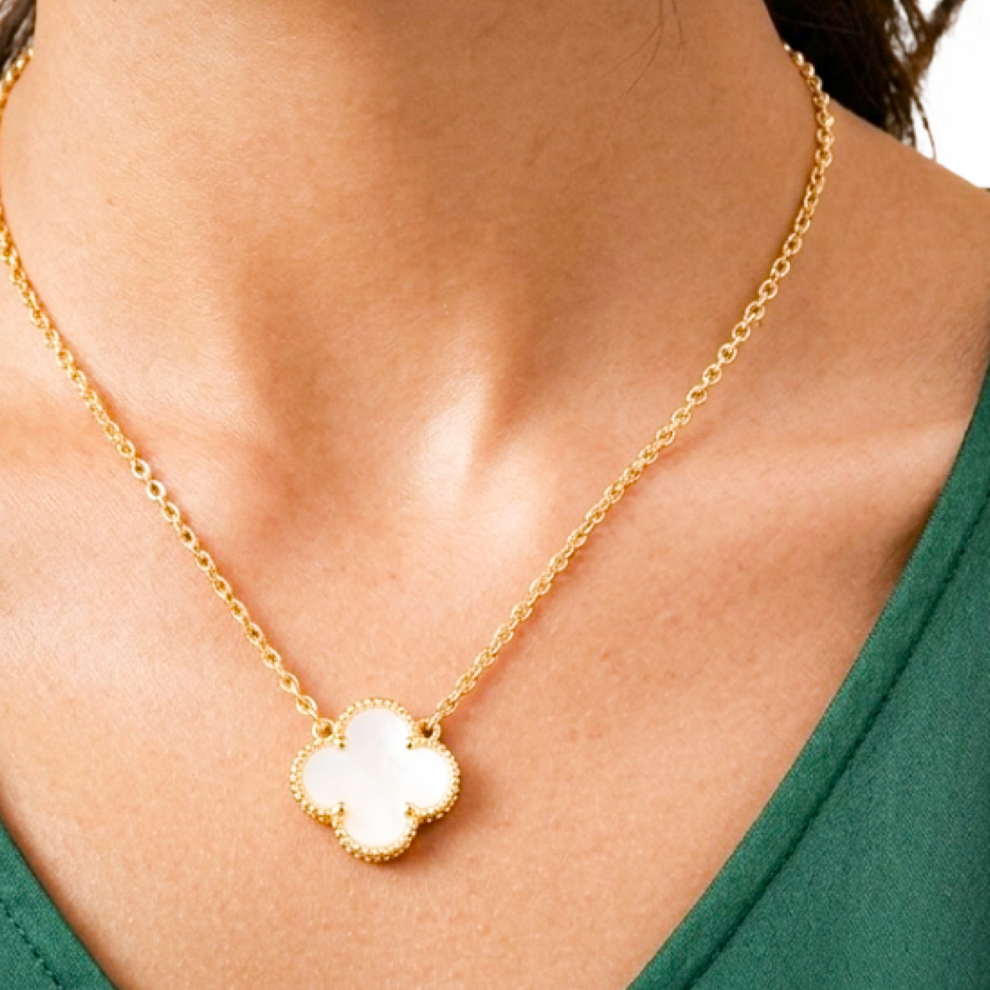18K Gold-Plated Four-Leaf Clover Necklace | Dainty Luck Charm