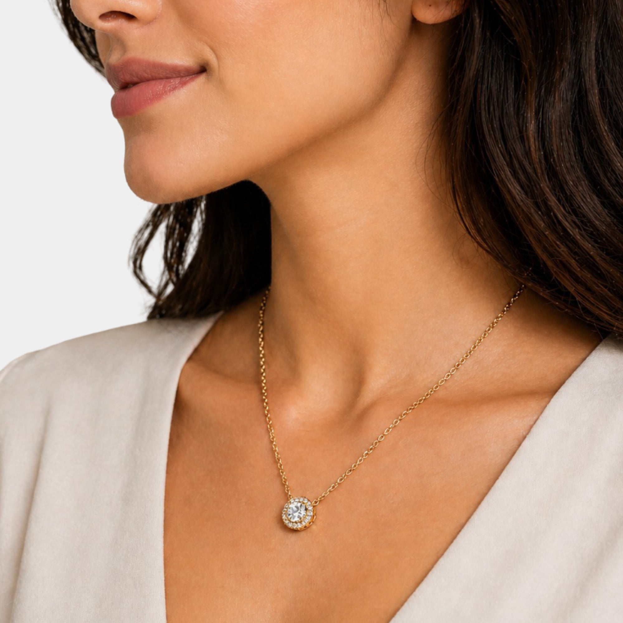 Collier solitaire en oxyde de zirconium plaqué or 14K | Alternative au diamant | Pierre unique – MH ELEGANCE