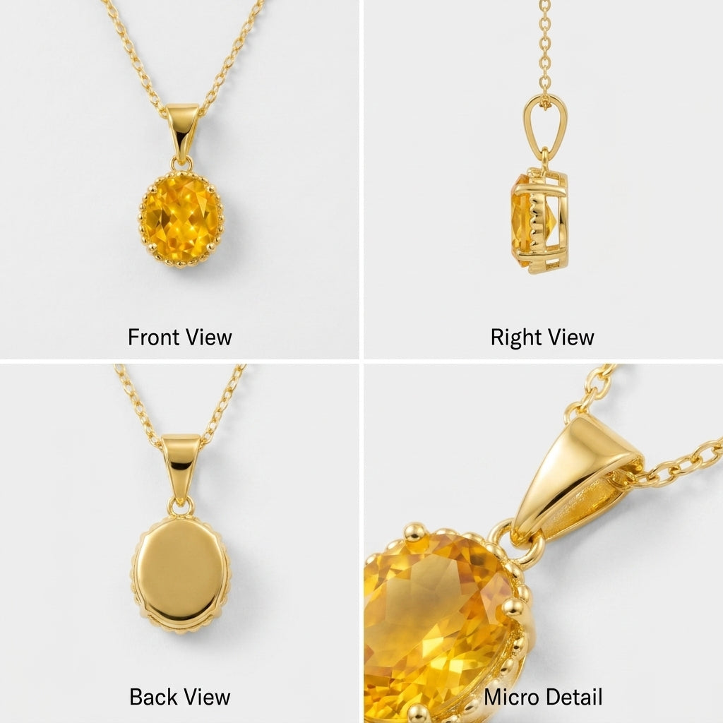 Collier pendentif ovale en citrine