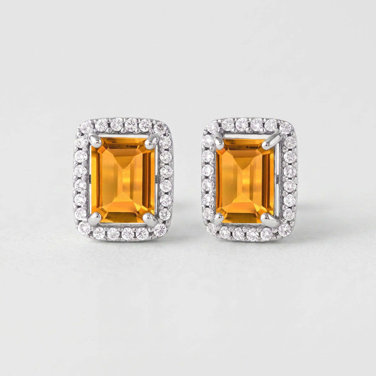 Boucles d'oreilles halo en argent sterling et citrine