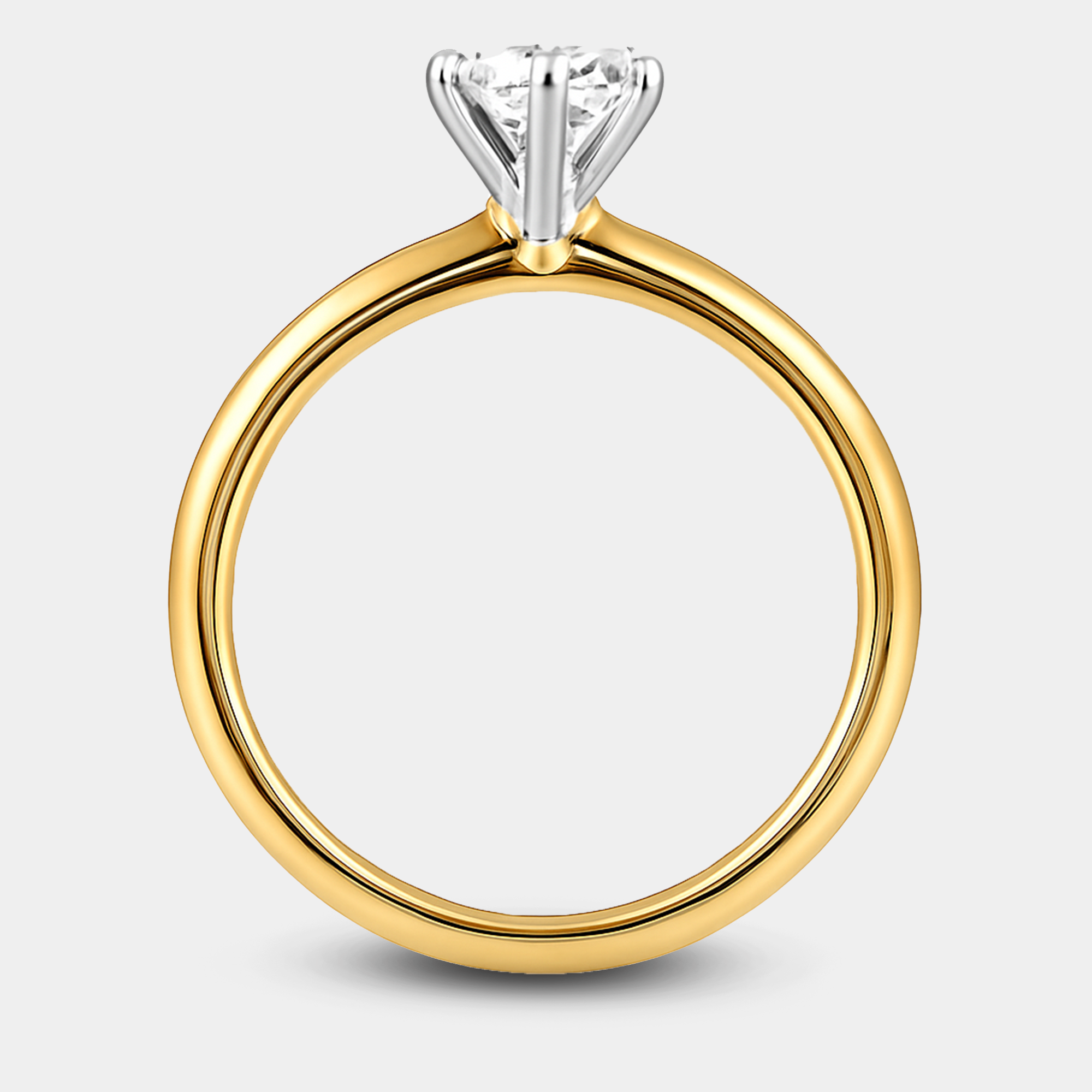 Classic solitaire moissanite engagement ring worn on a woman's hand showing 14K gold and stone brilliance - MH ELEGANCE