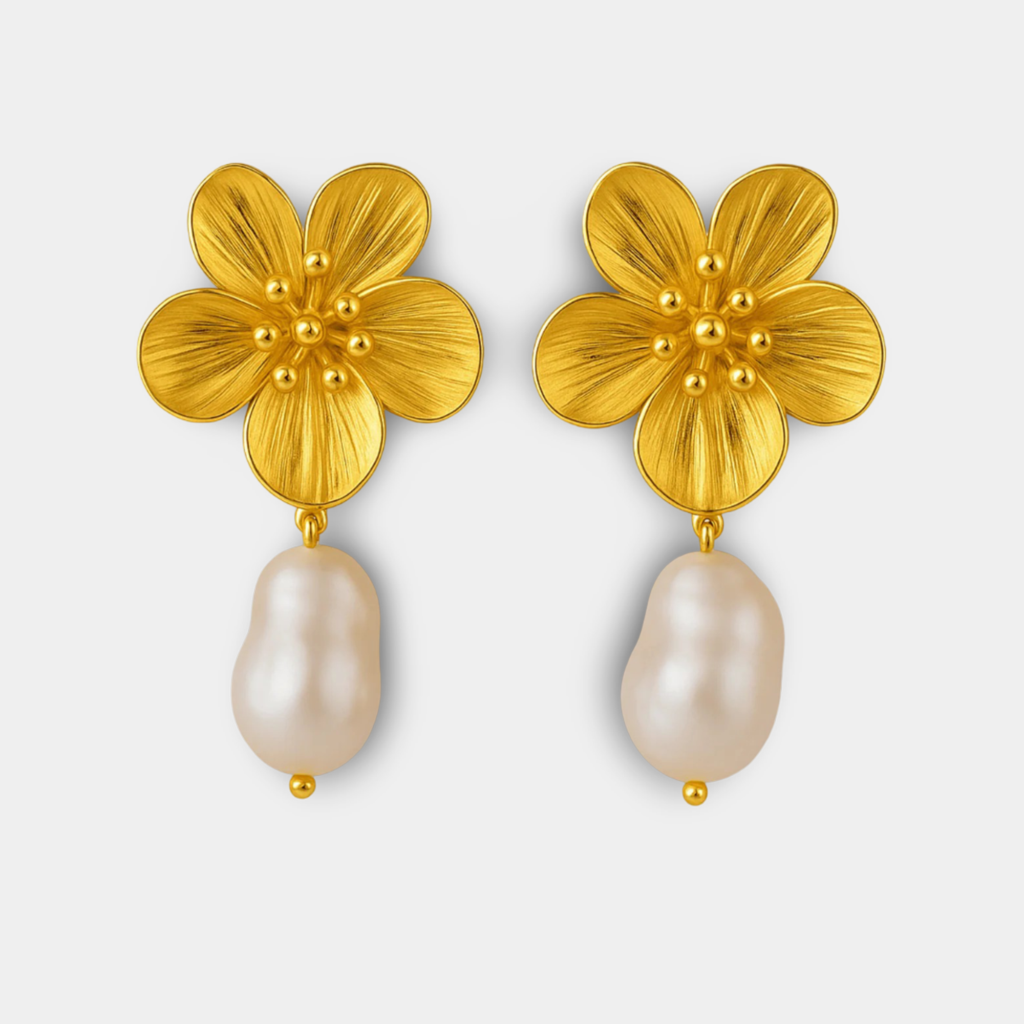 Pearl Drop Flower Earrings