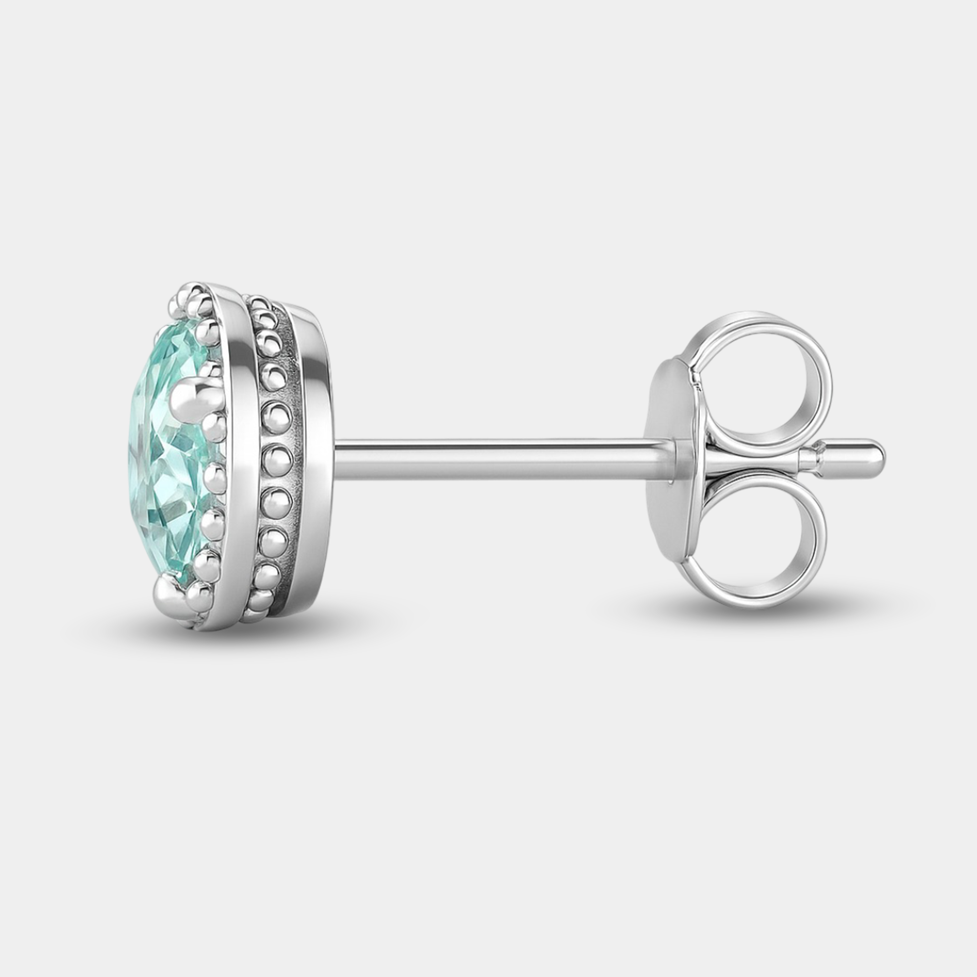 Round Cut Aquamarine Moissanite Stud Earrings