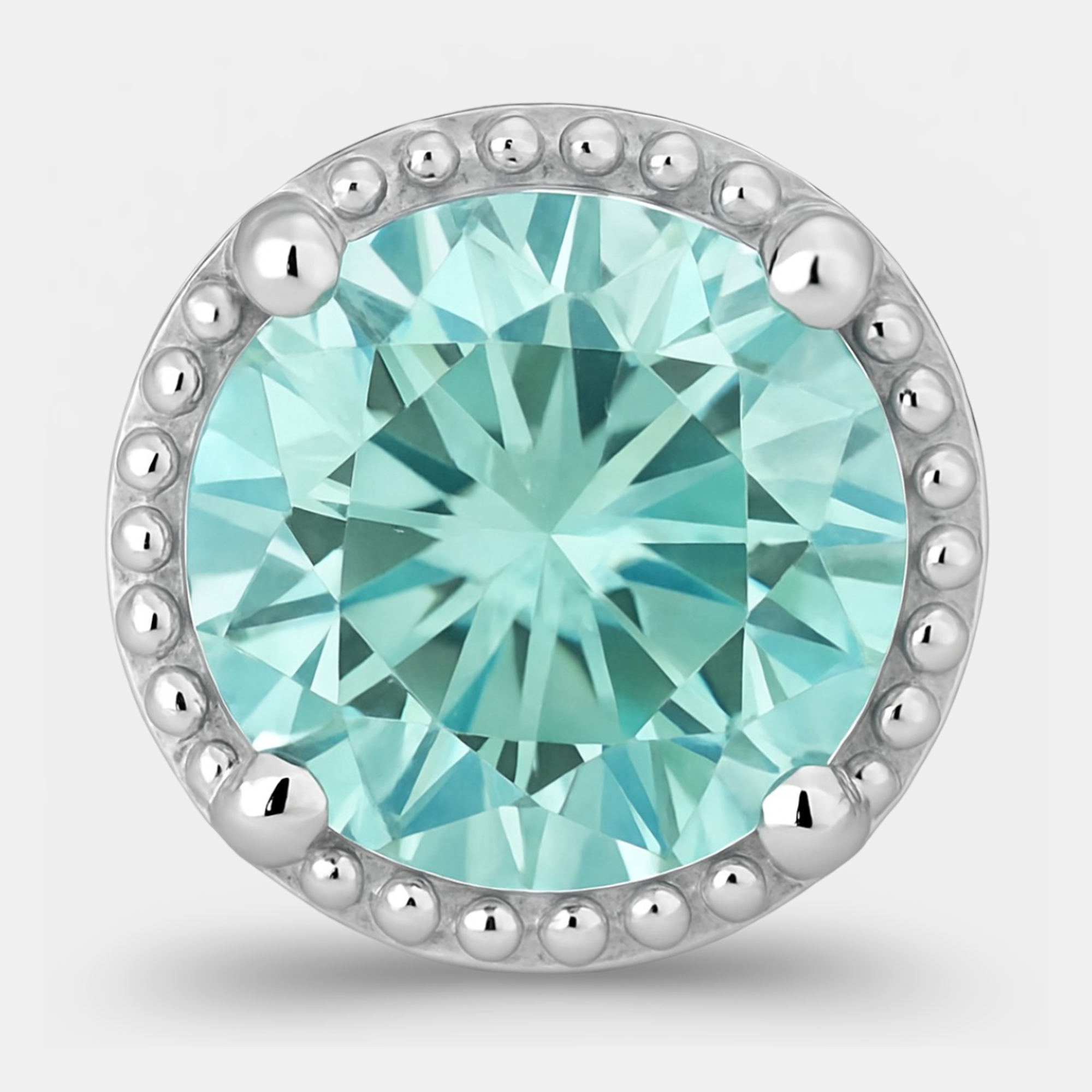 Round Cut Aquamarine Moissanite Stud Earrings