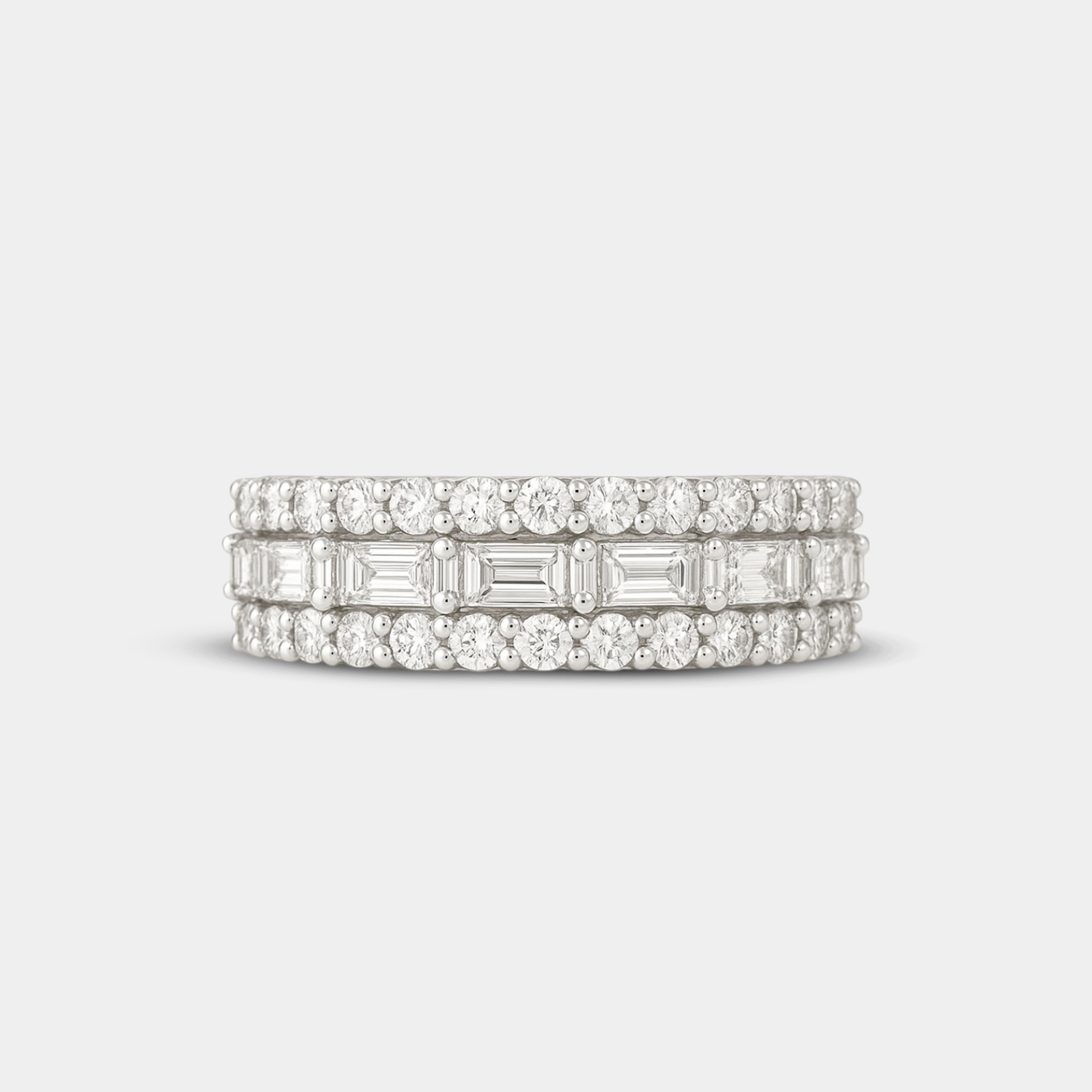 round & baguette cut diamond band angle view 2 from MH Elegance luxury wedding rings collection