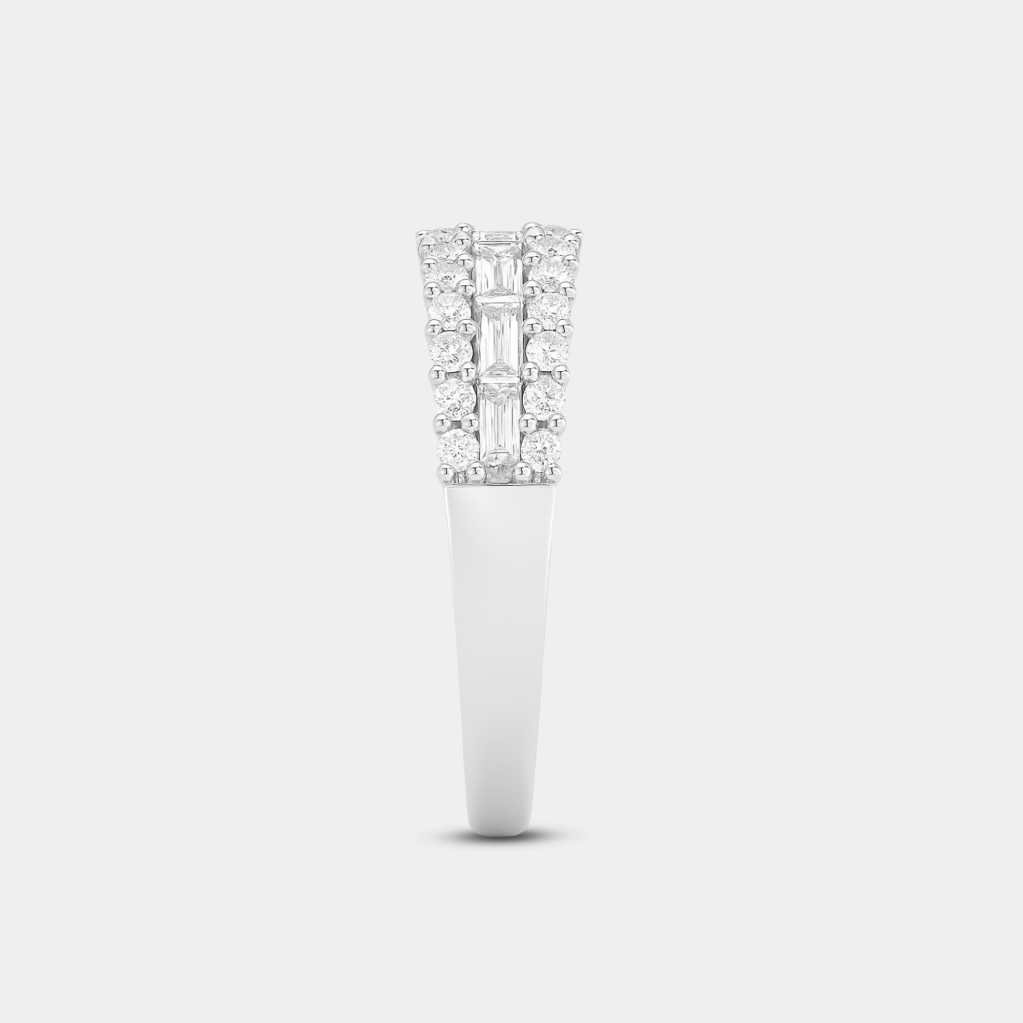 round & baguette cut diamond band lifestyle wearing from MH Elegance luxury wedding rings collection