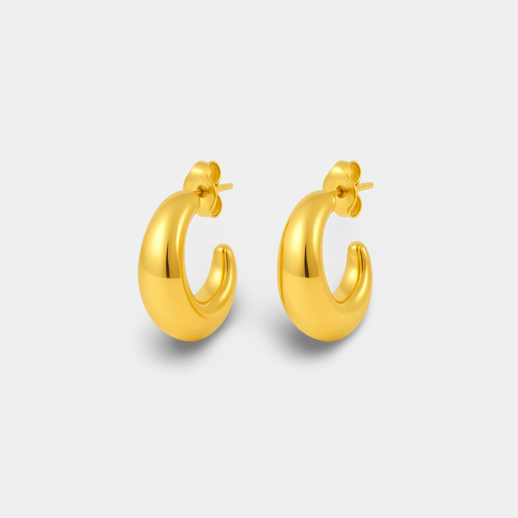 Small Chunky Gold Hoop Earrings