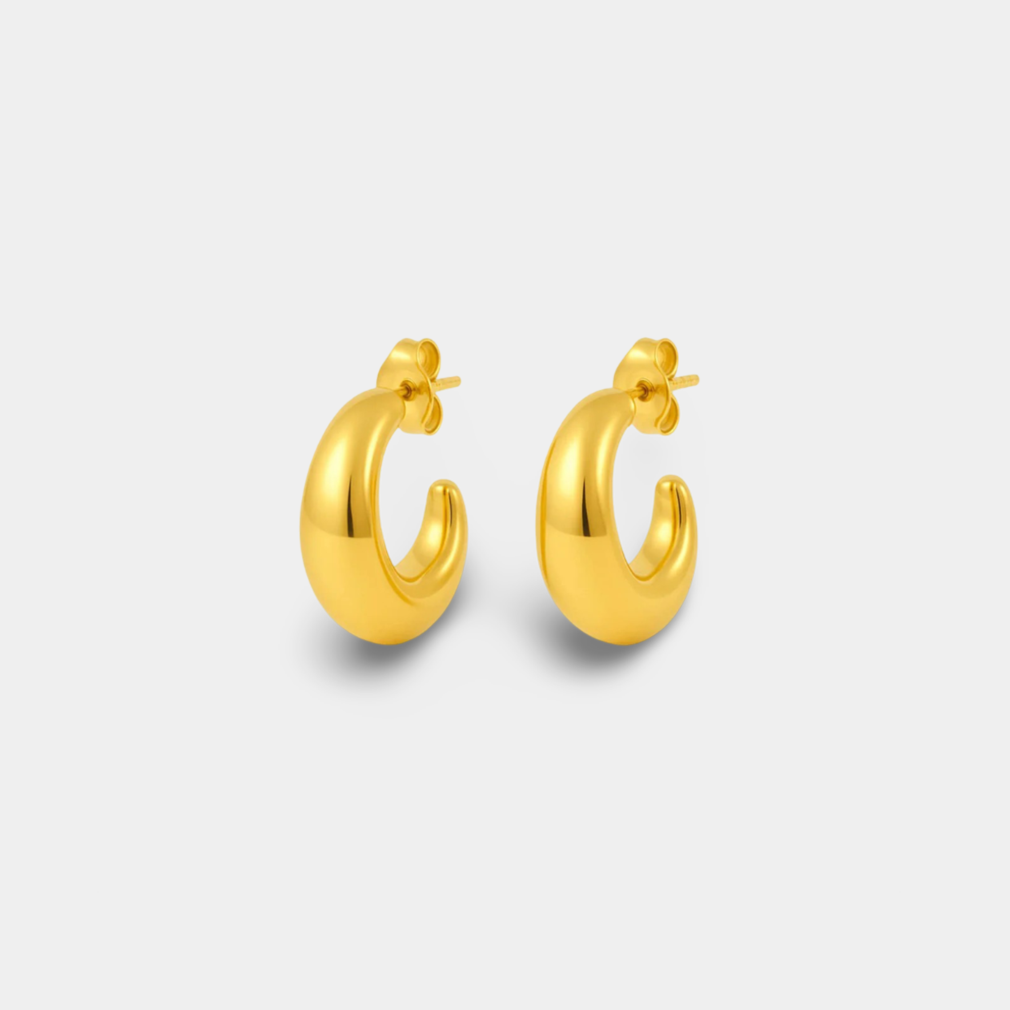 Small Chunky Gold Hoop Earrings