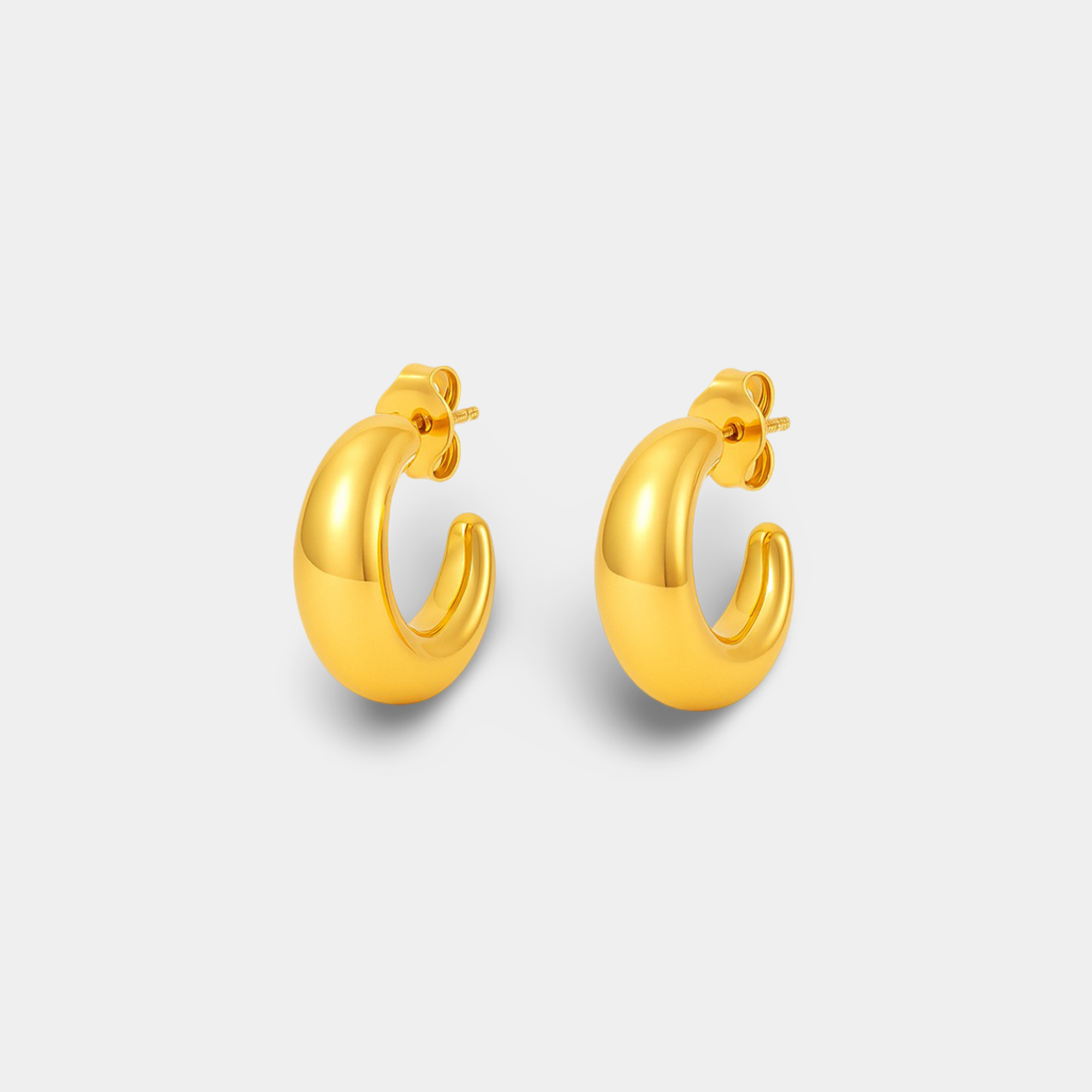Small Chunky Gold Hoop Earrings
