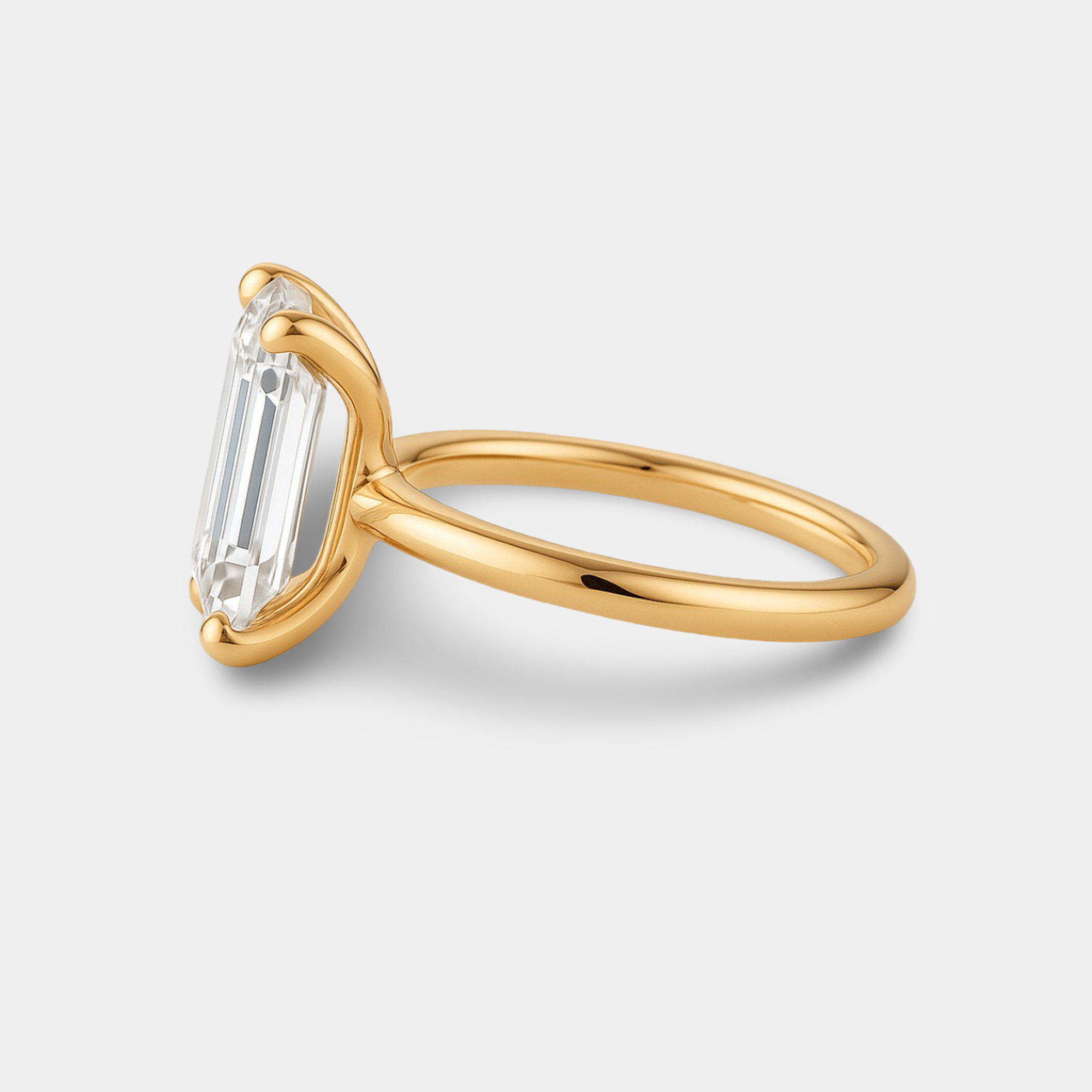 solene moissanite solitaire ring side angle view from MH Elegance luxury wedding rings collection