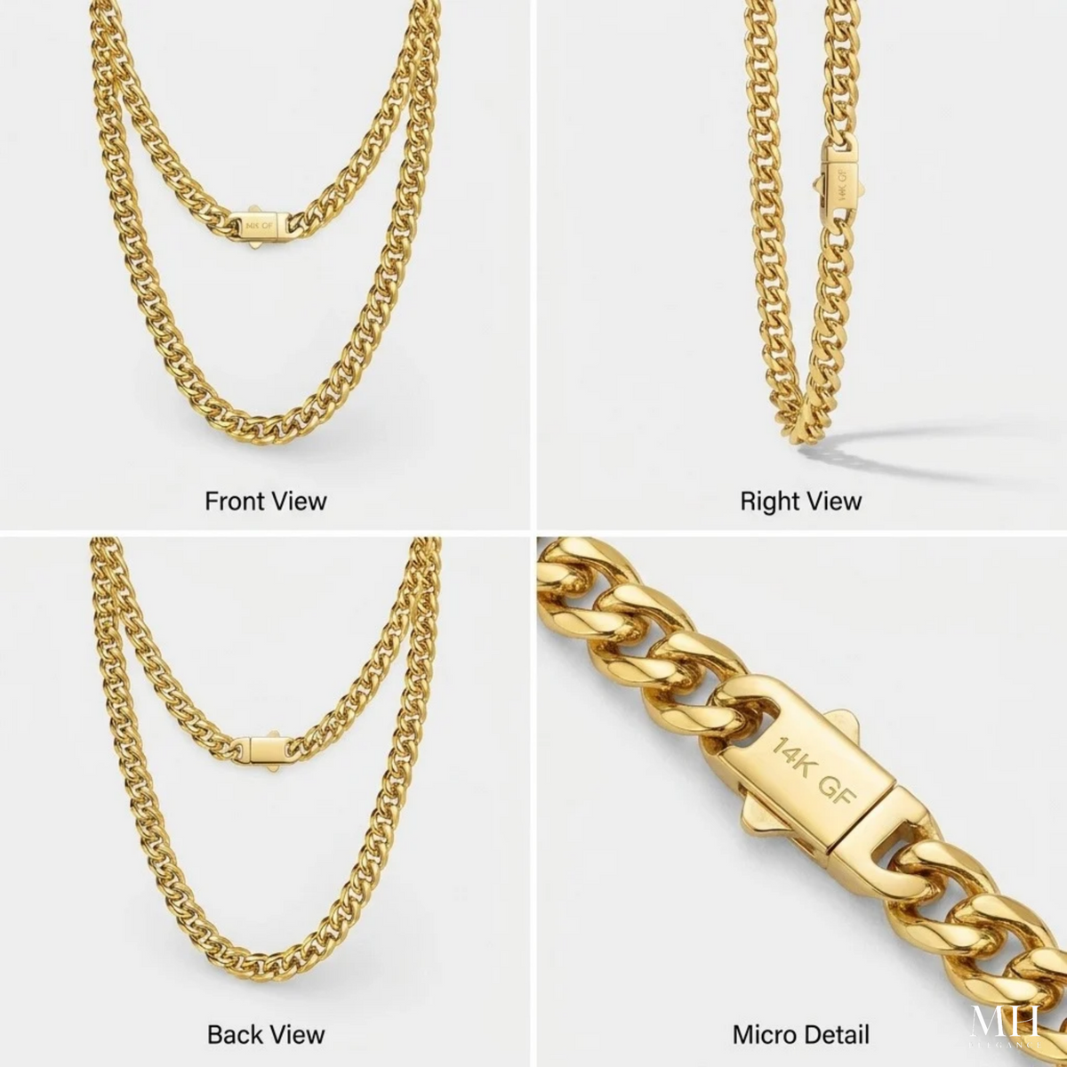 7mm Cuban Link Chain for Men | Gold-Plated Miami Cuban Necklace | MH Elegance