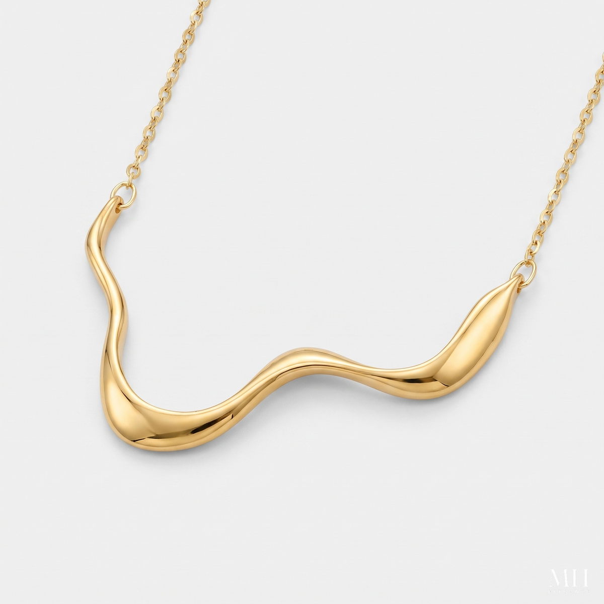 Chunky Gold Wave Necklace | Bold Geometric Statement Necklace for Women