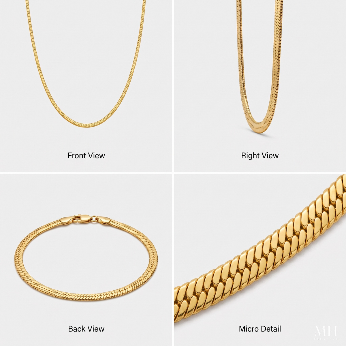 24K Gold Plated Snake Chain Necklace for Women & Men | 1.9mm – MH Elegance
