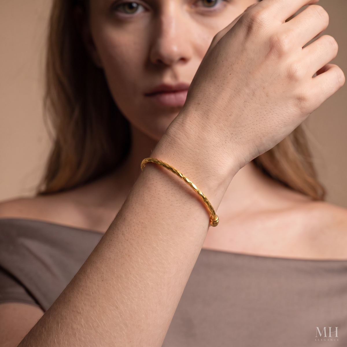 Unisex Gold Cuff Bracelet | 18K Gold Plated Open Bangle for Men & Women – MH Elegance