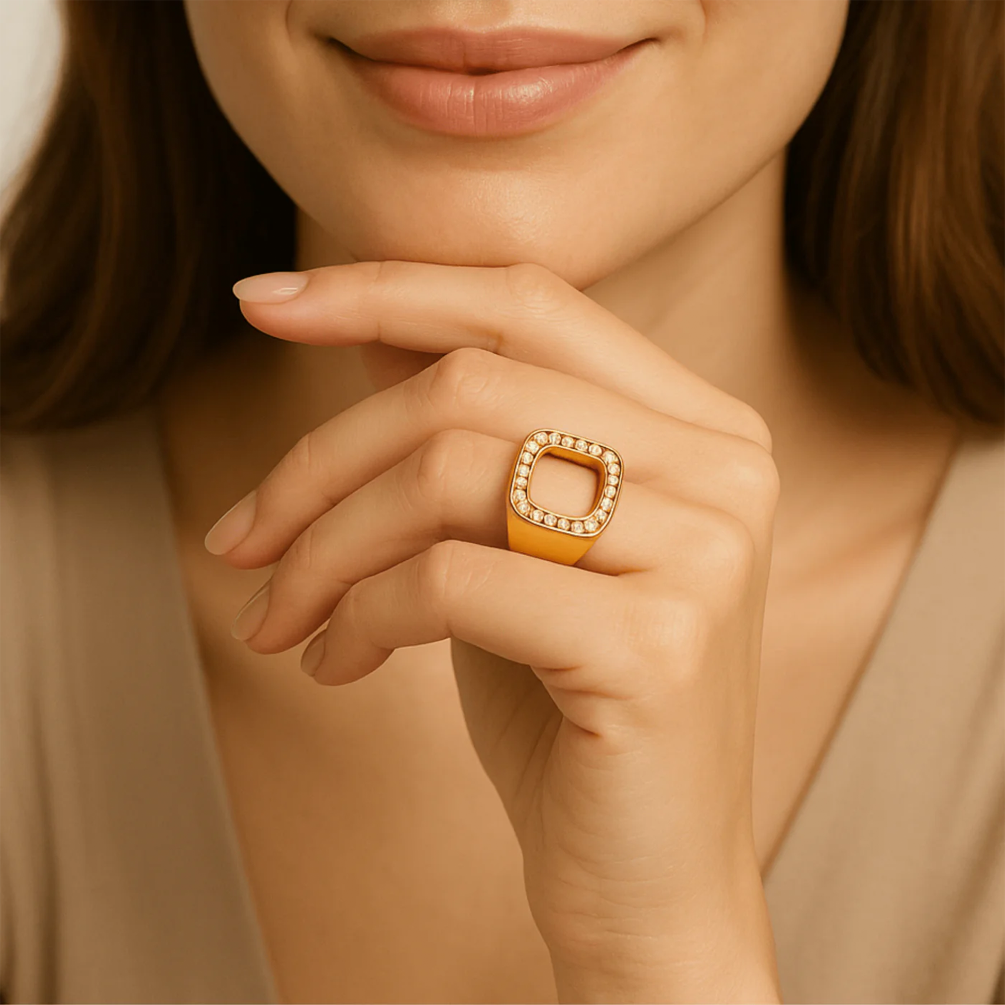 Vintage Square Zircon Ring