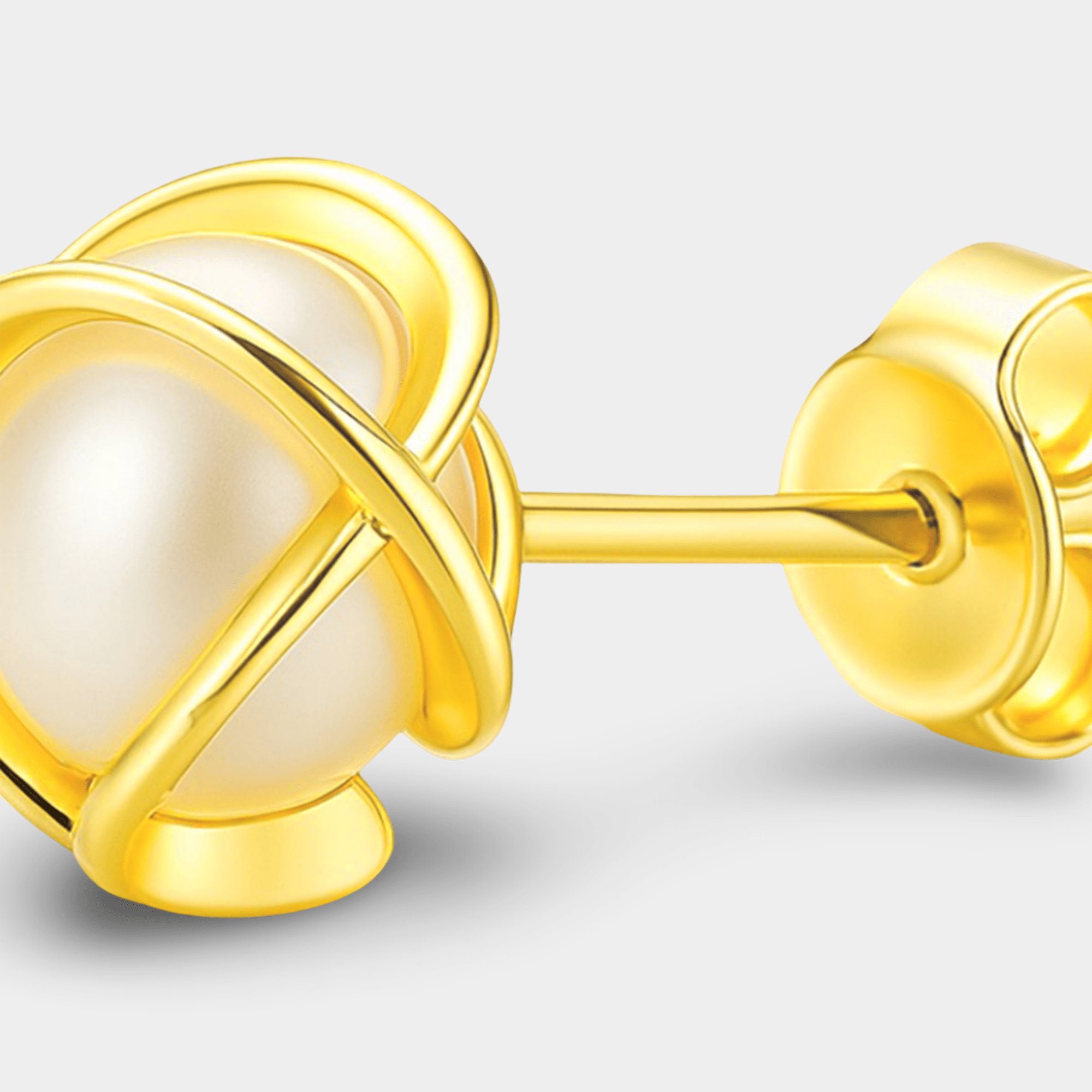 Amara Caged Pearl Stud Earrings - MH ELEGANCE - Amara Caged Pearl Stud Earrings -