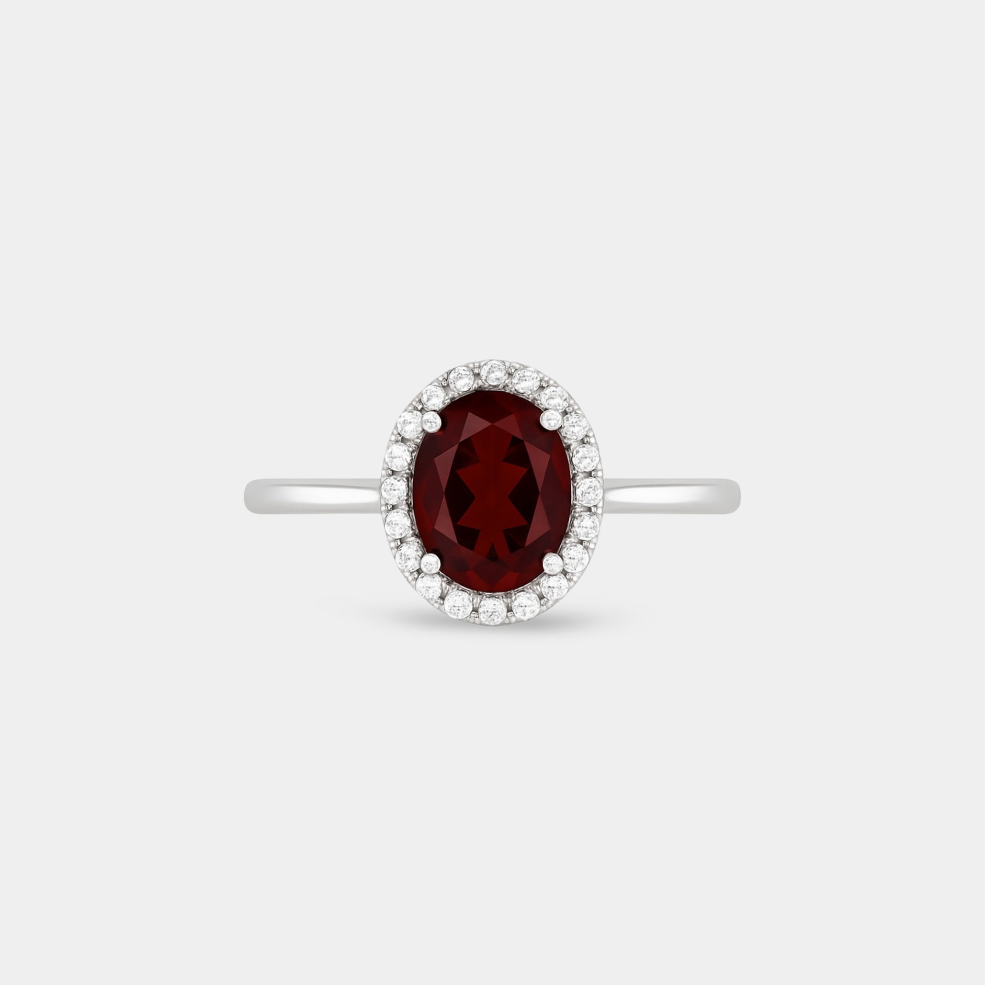 Aria Garnet Halo Ring - MH ELEGANCE - Aria Garnet Halo Ring - MH ELEGANCE -