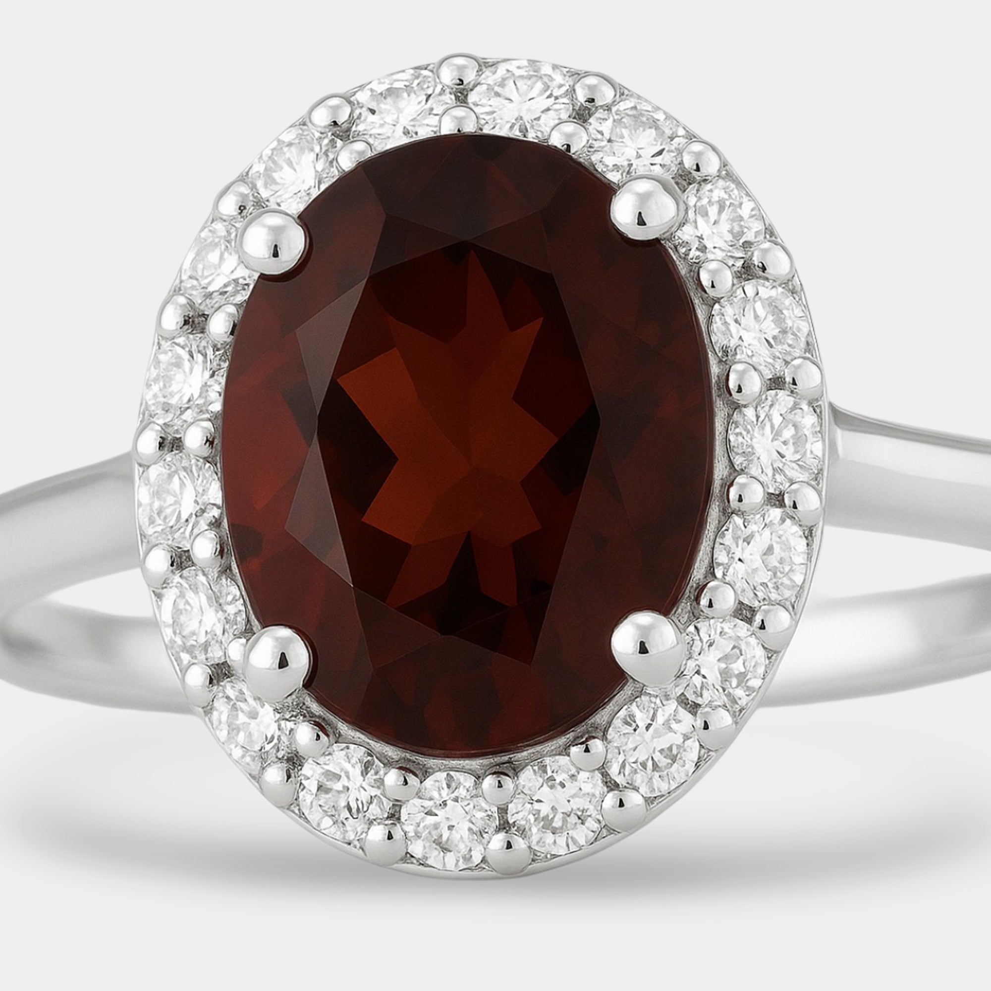Aria Garnet Halo Ring - MH ELEGANCE - Aria Garnet Halo Ring - MH ELEGANCE -