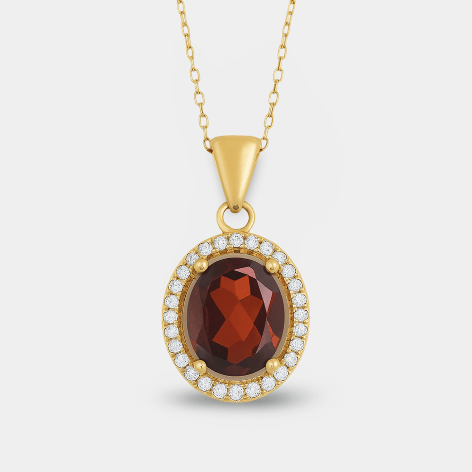 Aura Garnet Halo Pendant Necklace - MH ELEGANCE - Aura Garnet Halo Pendant Necklace - MH ELEGANCE -