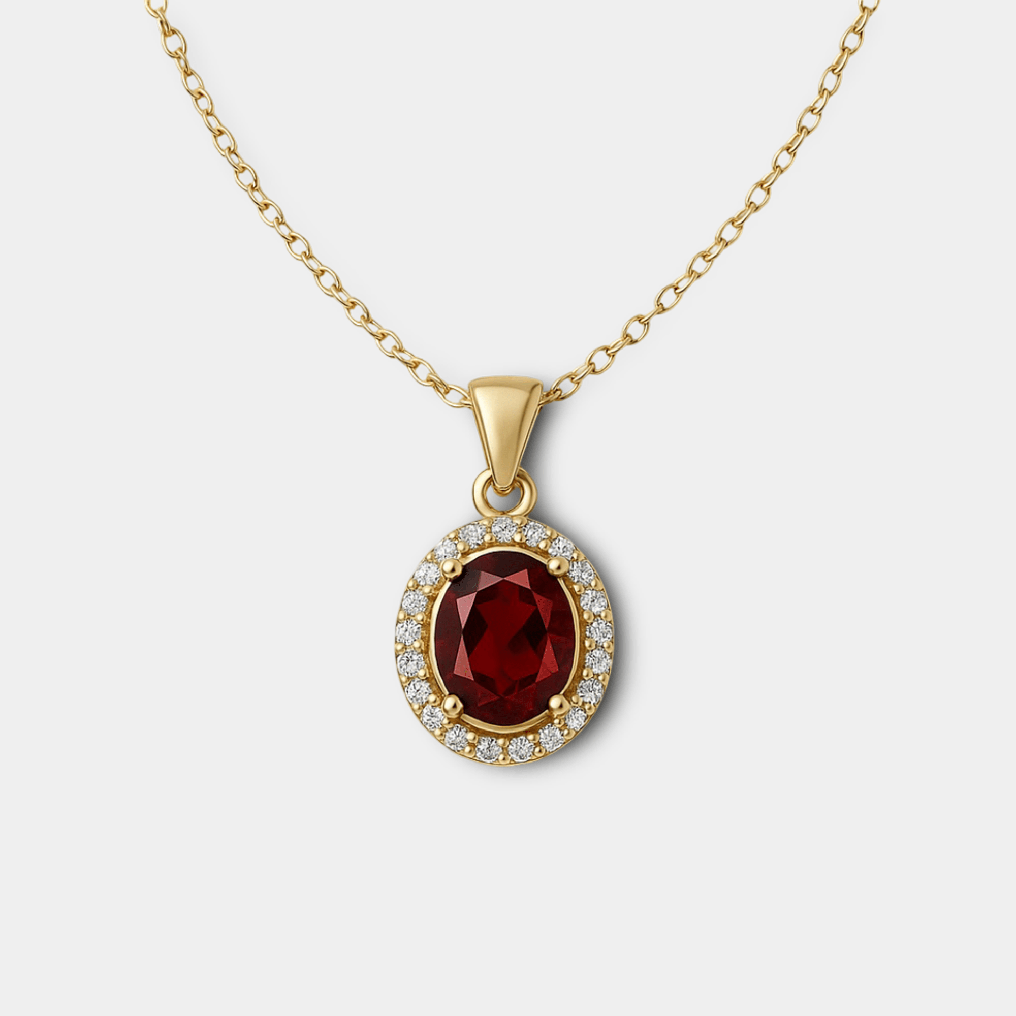 Aura Garnet Halo Pendant Necklace - MH ELEGANCE - Aura Garnet Halo Pendant Necklace - MH ELEGANCE -