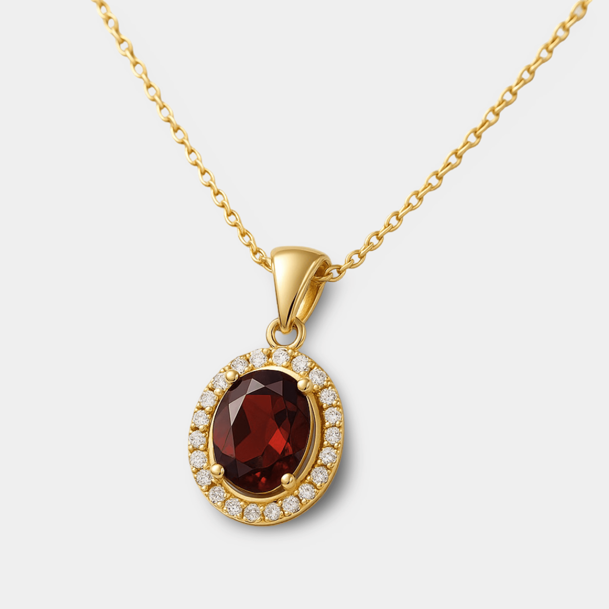 Aura Garnet Halo Pendant Necklace - MH ELEGANCE - Aura Garnet Halo Pendant Necklace - MH ELEGANCE -